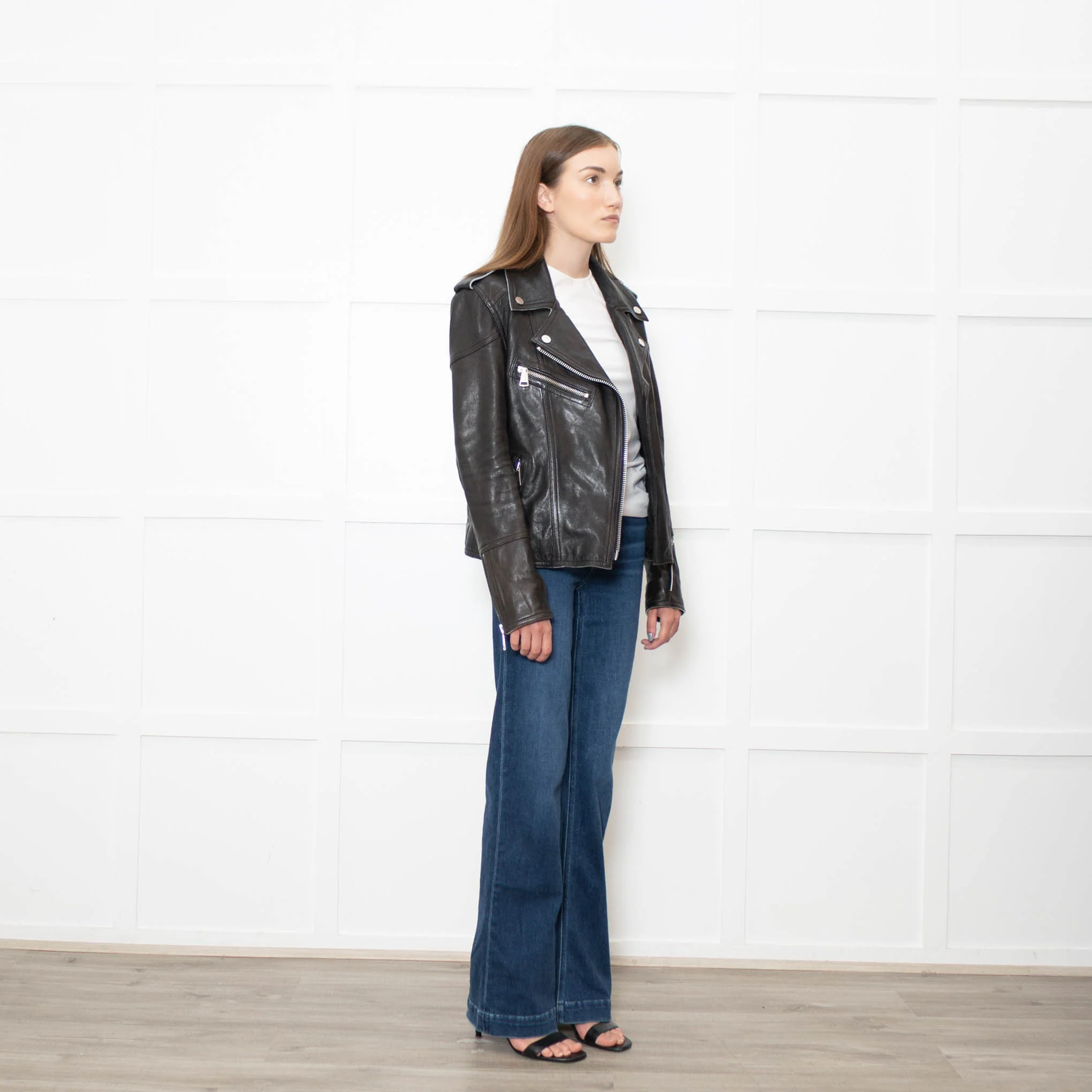 Victoria Beckham Black Lamb Skin Biker Jacket - Image 7