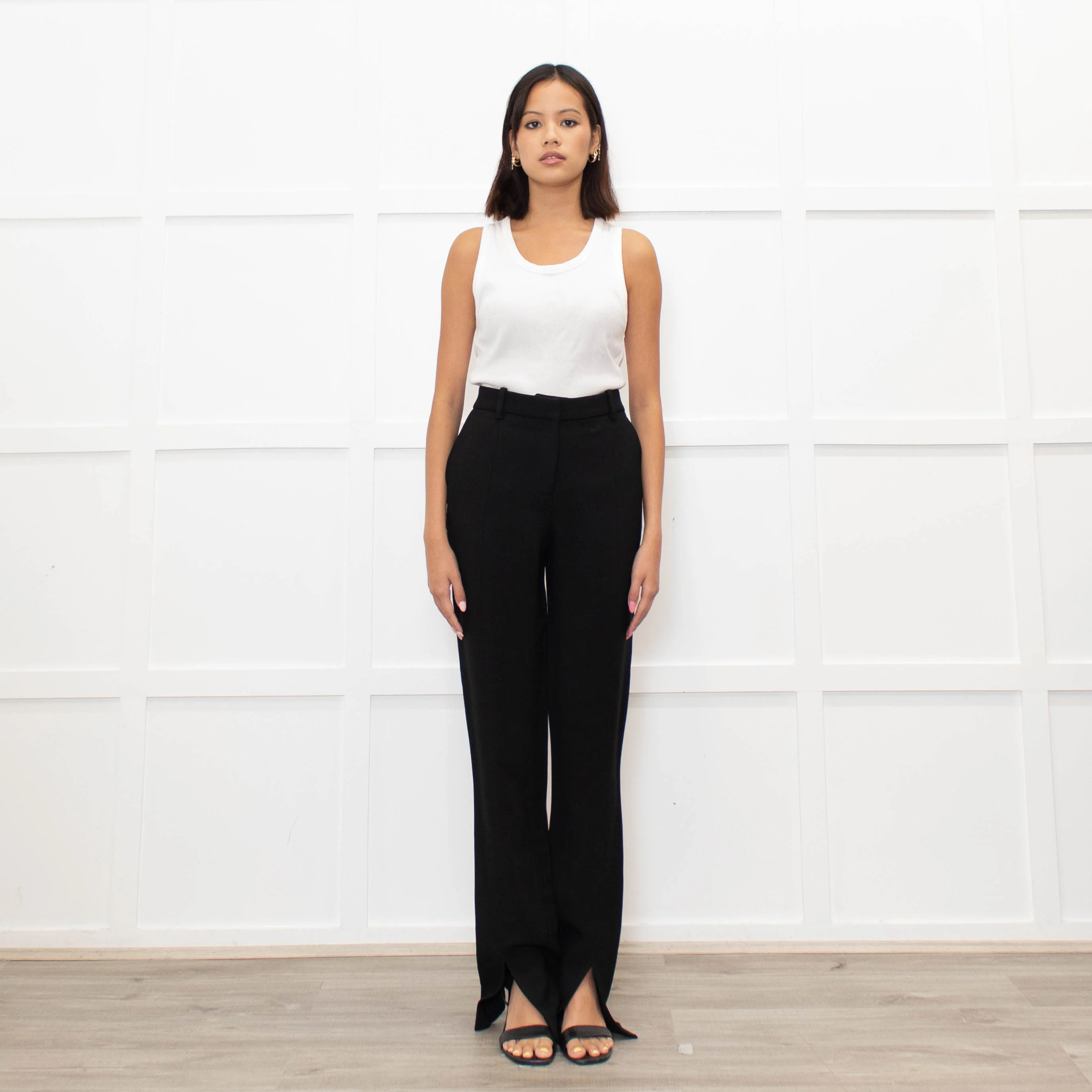 Victoria Beckham Black Slit Detail Trousers