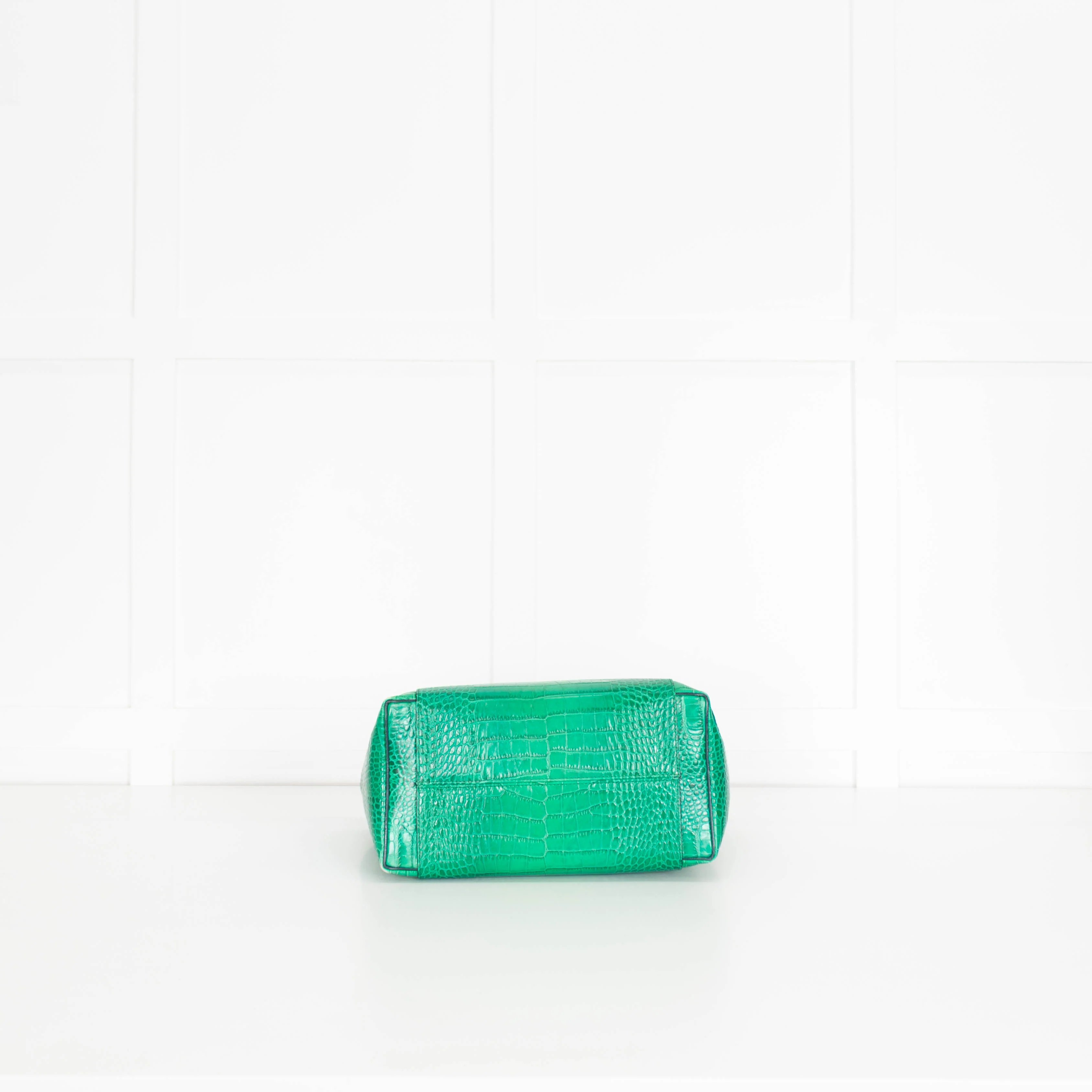 Victoria Beckham Green Liberty Croc Effect Tote Bag - Image 5