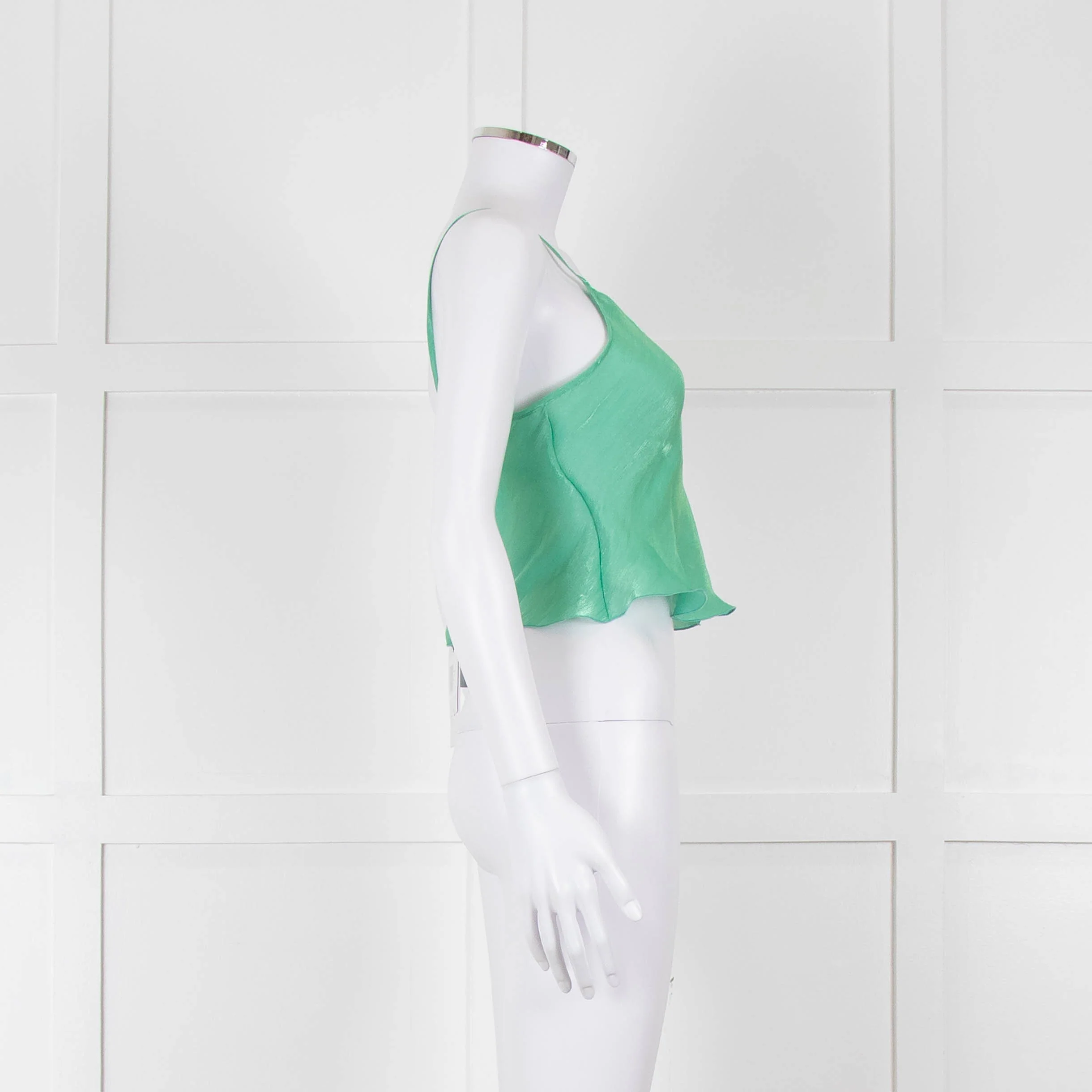 Victoria Beckham Green Shimmery Cropped Camisole - Image 3