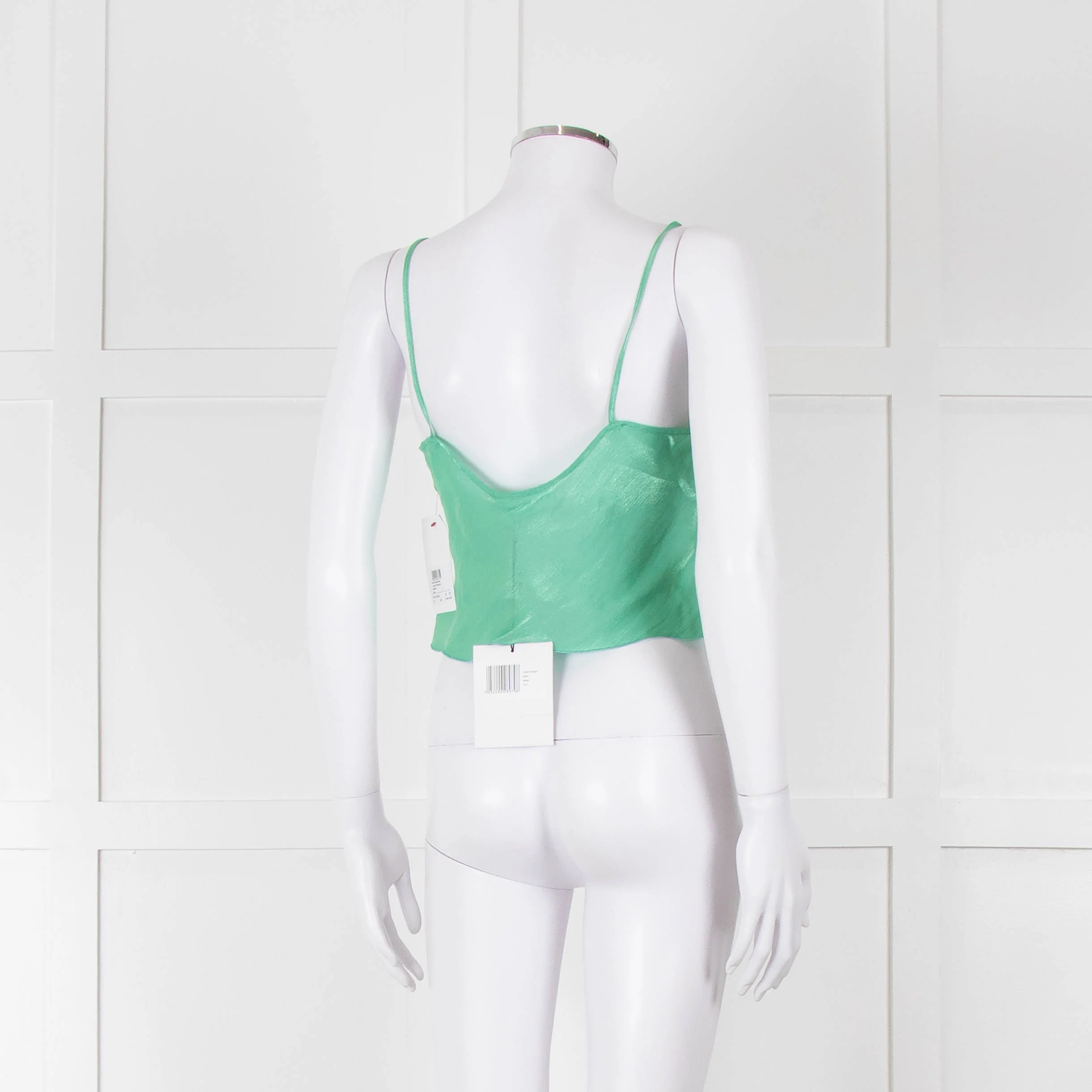 Victoria Beckham Green Shimmery Cropped Camisole - Image 4