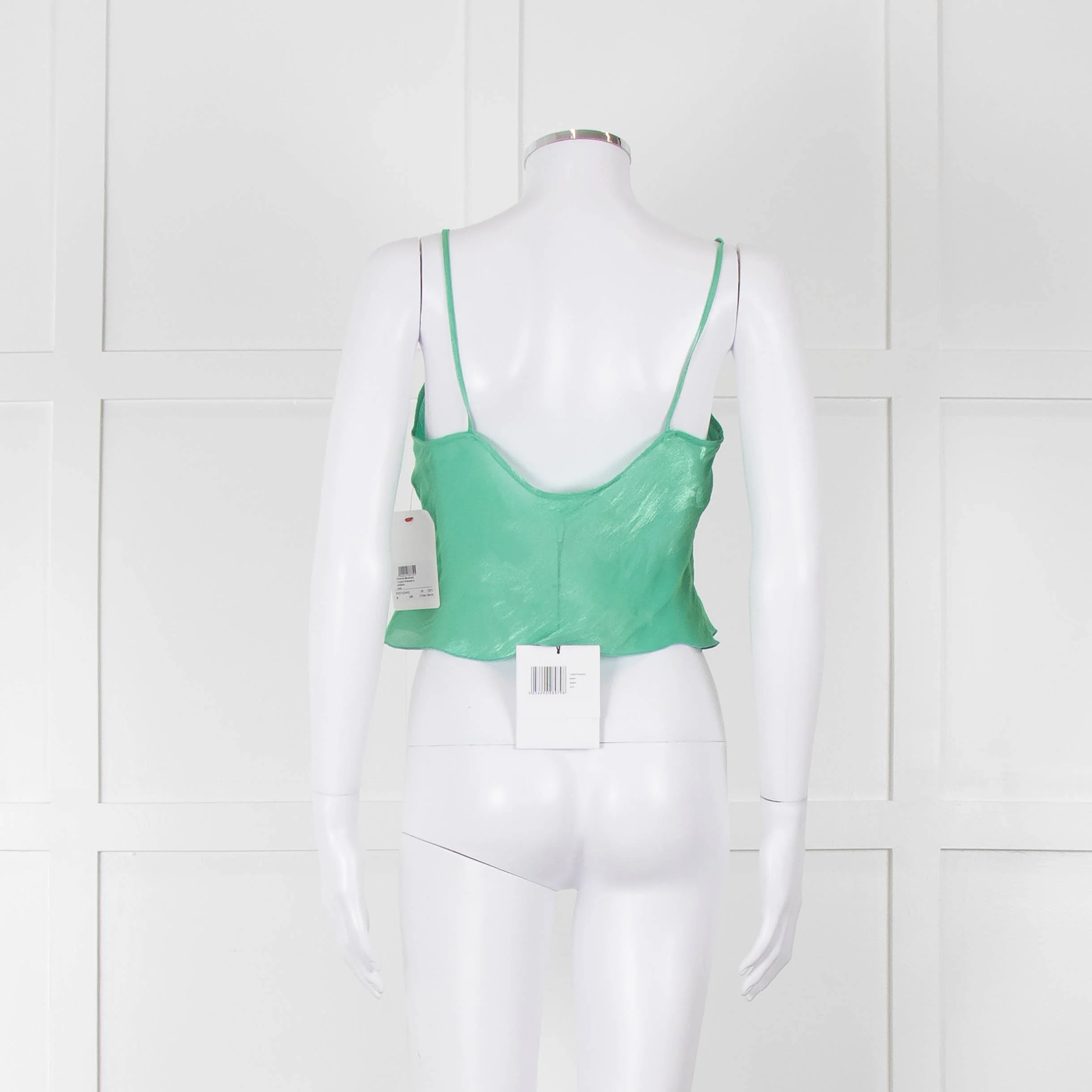 Victoria Beckham Green Shimmery Cropped Camisole - Image 5