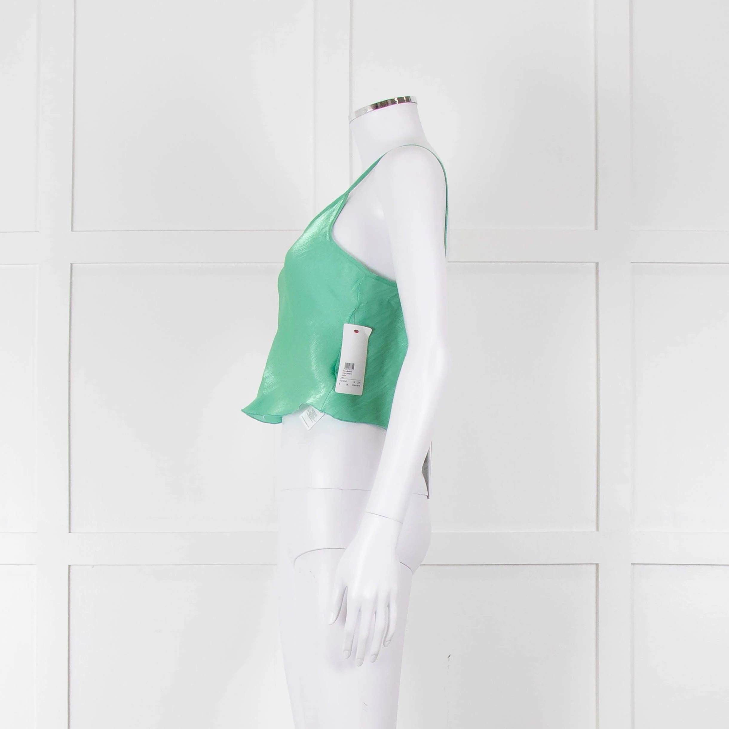 Victoria Beckham Green Shimmery Cropped Camisole - Image 7