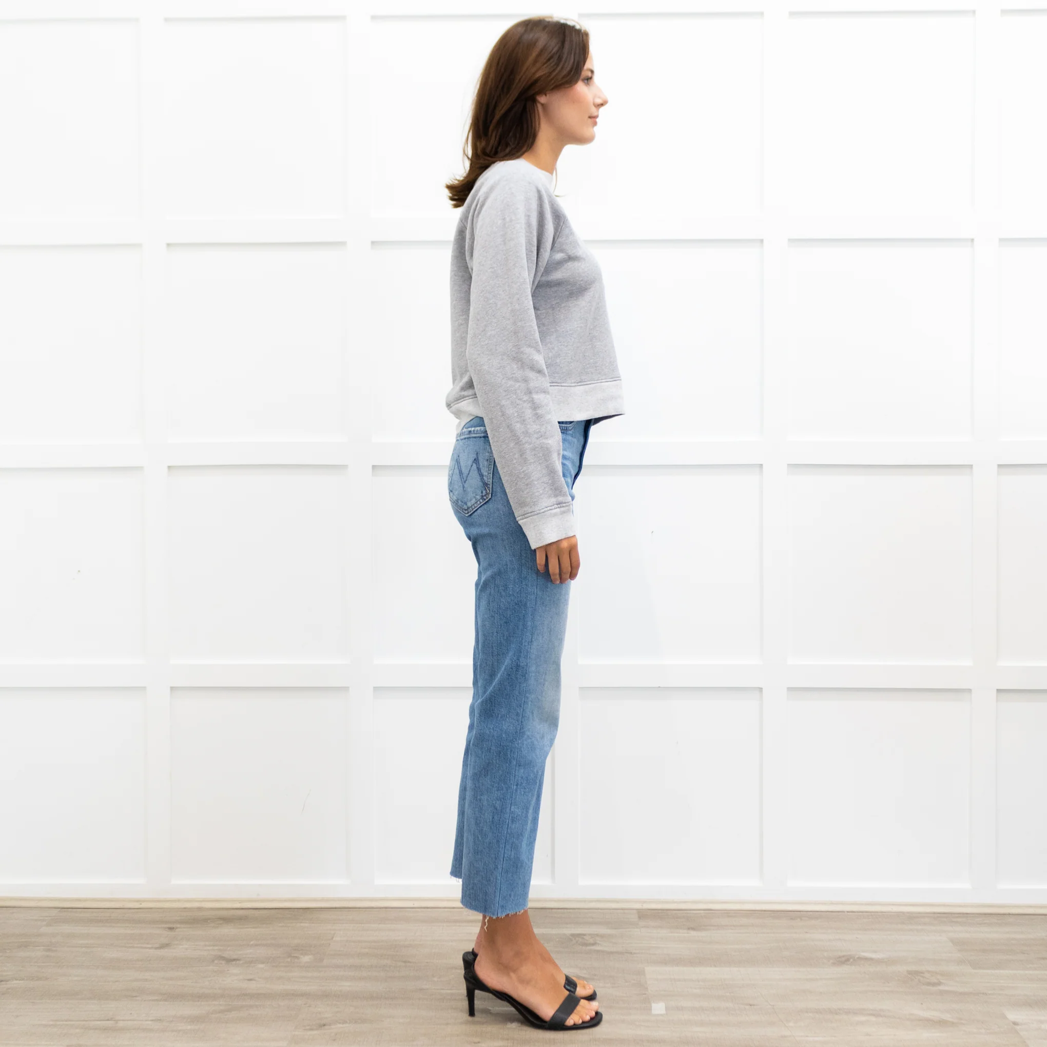 Victoria Beckham Grey Slash Neck Sweatshirt - Image 6