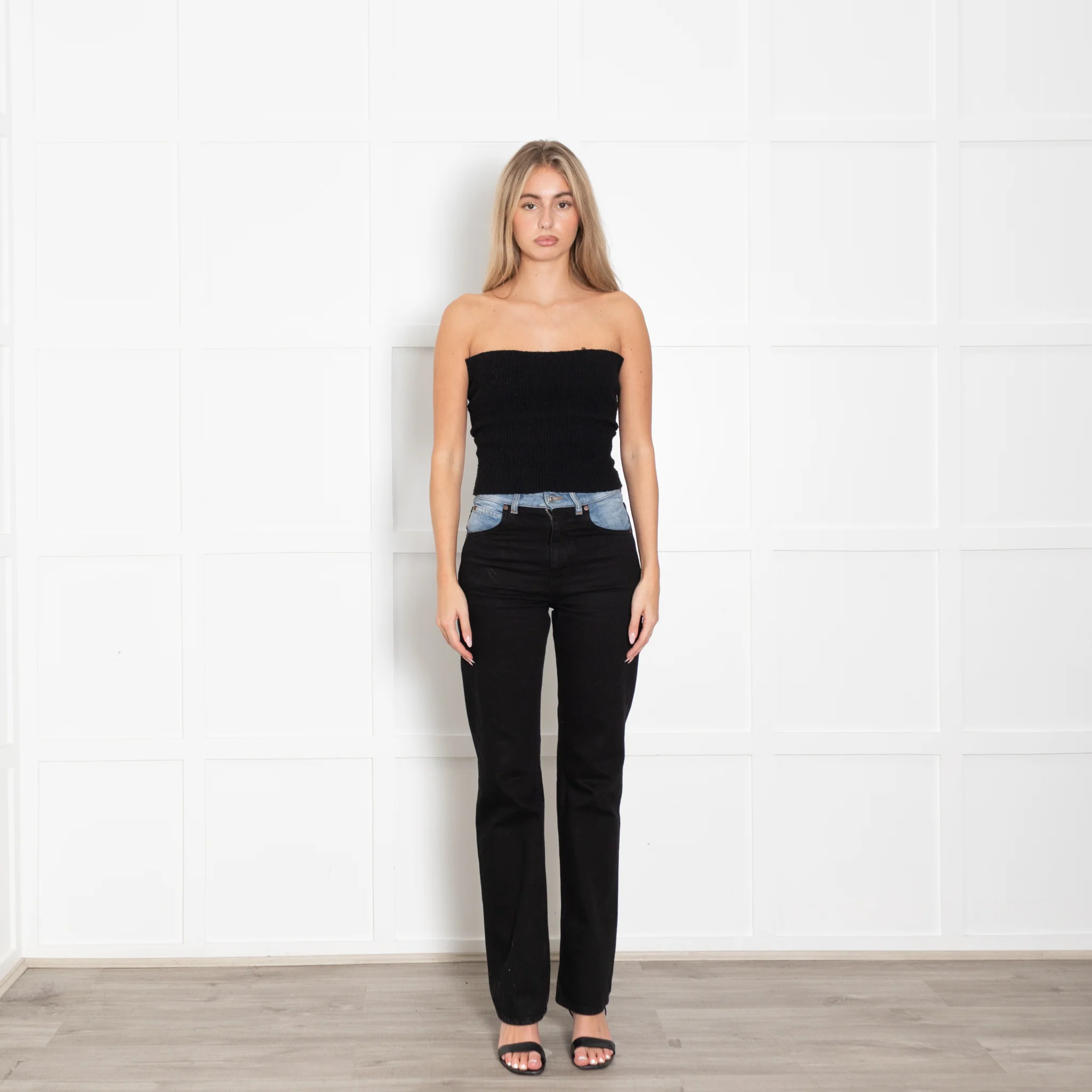 Victoria Beckham Julia High Rise Slim Leg Two Tone Jeans