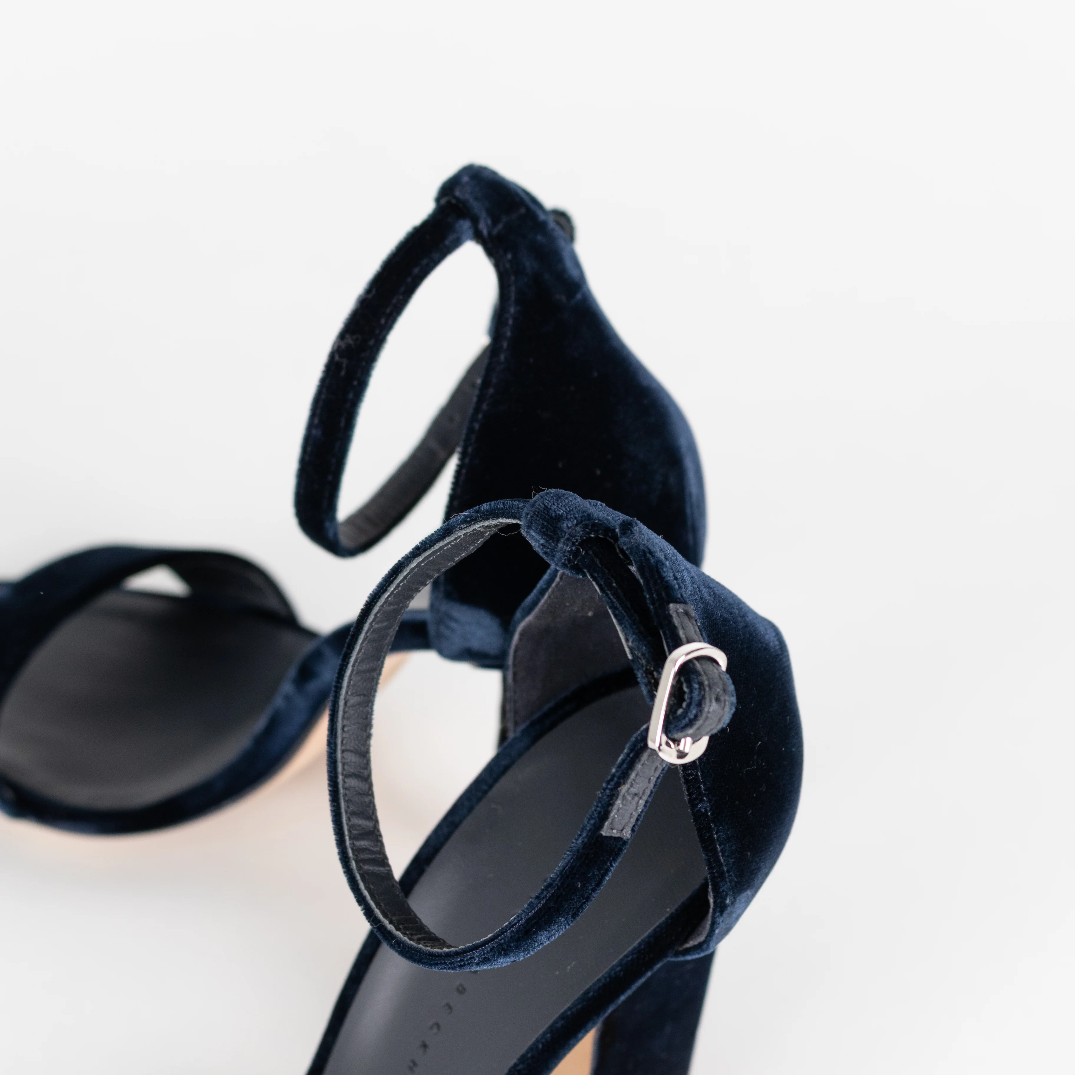 Victoria Beckham Navy Velvet Heeled Sandals - Image 10