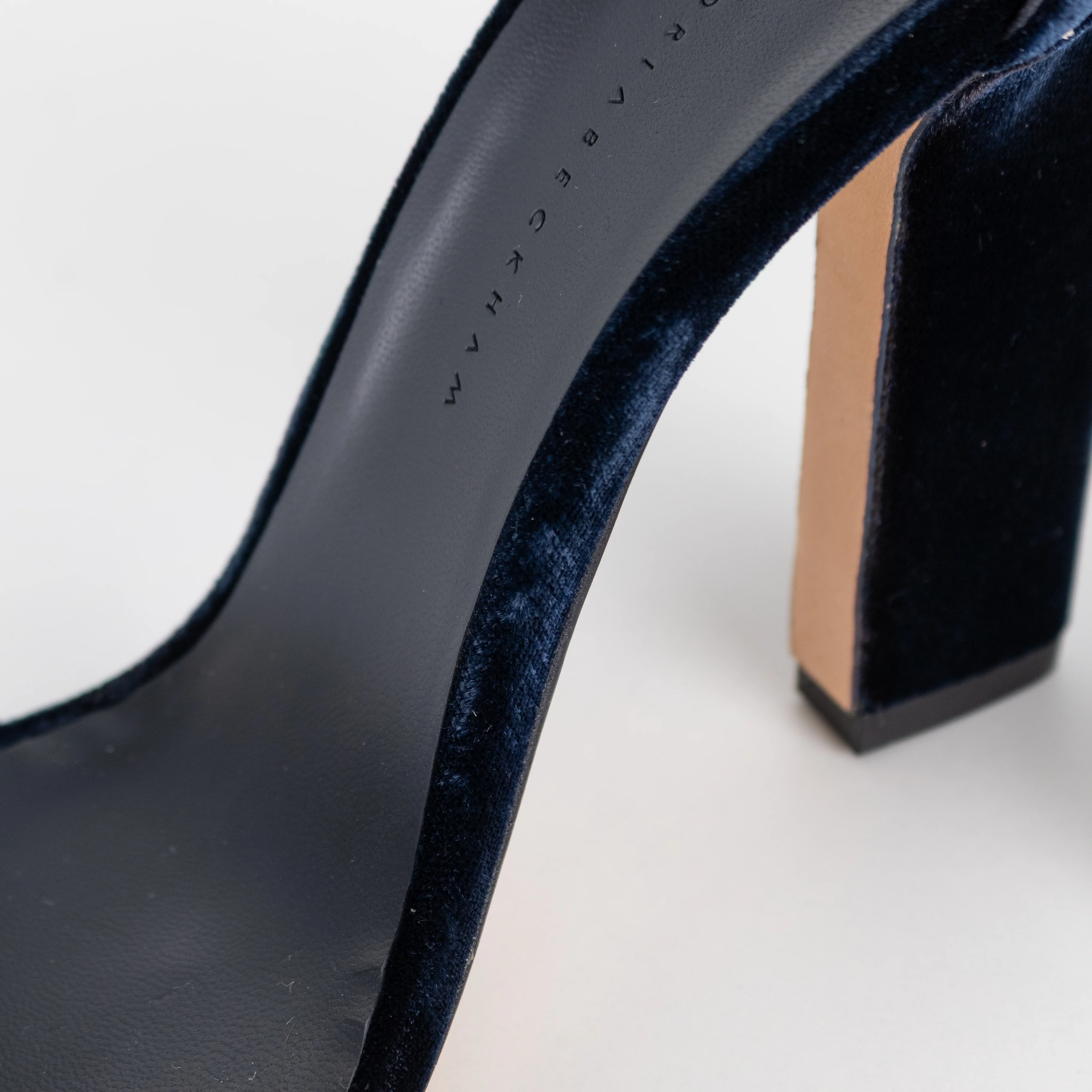 Victoria Beckham Navy Velvet Heeled Sandals - Image 12