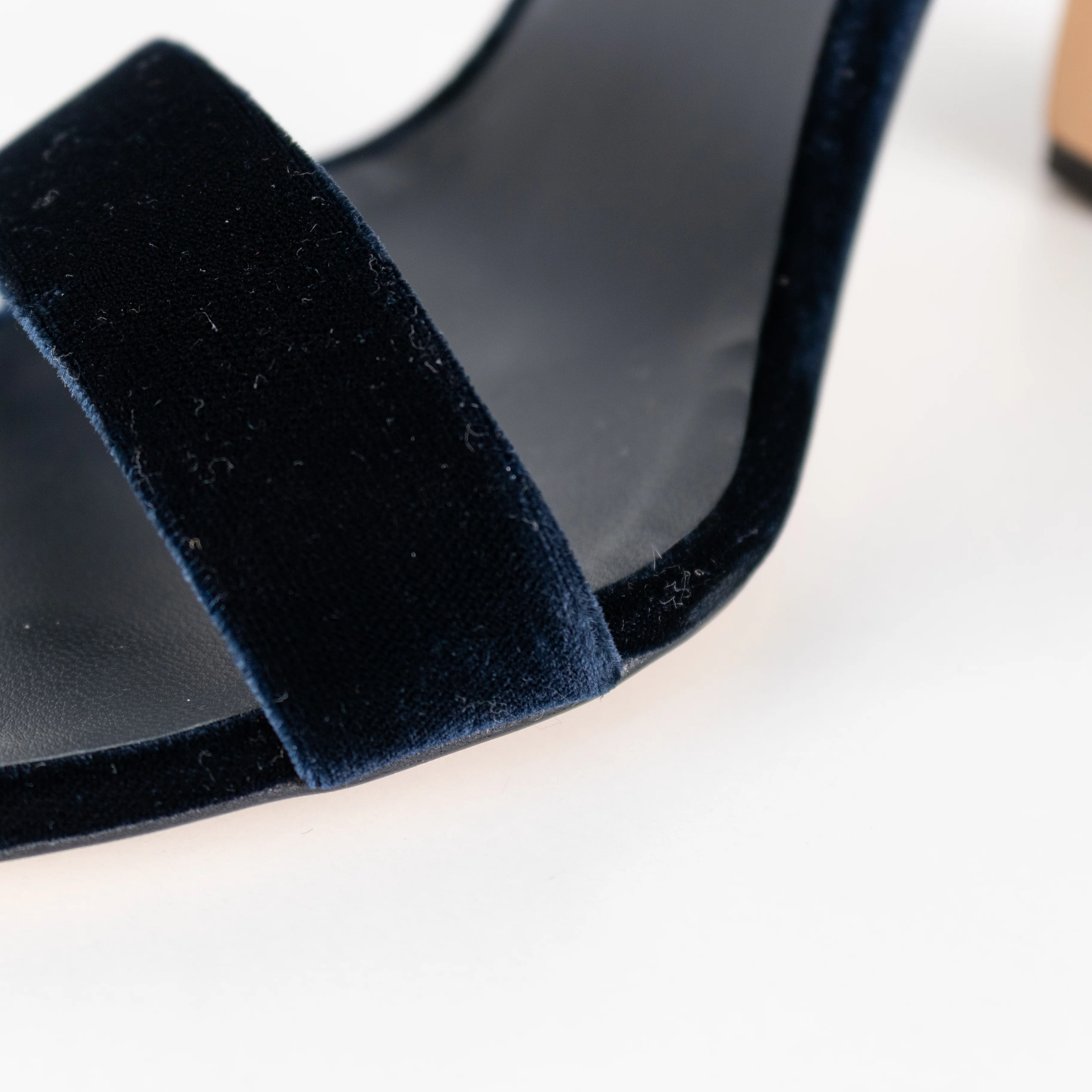 Victoria Beckham Navy Velvet Heeled Sandals - Image 13