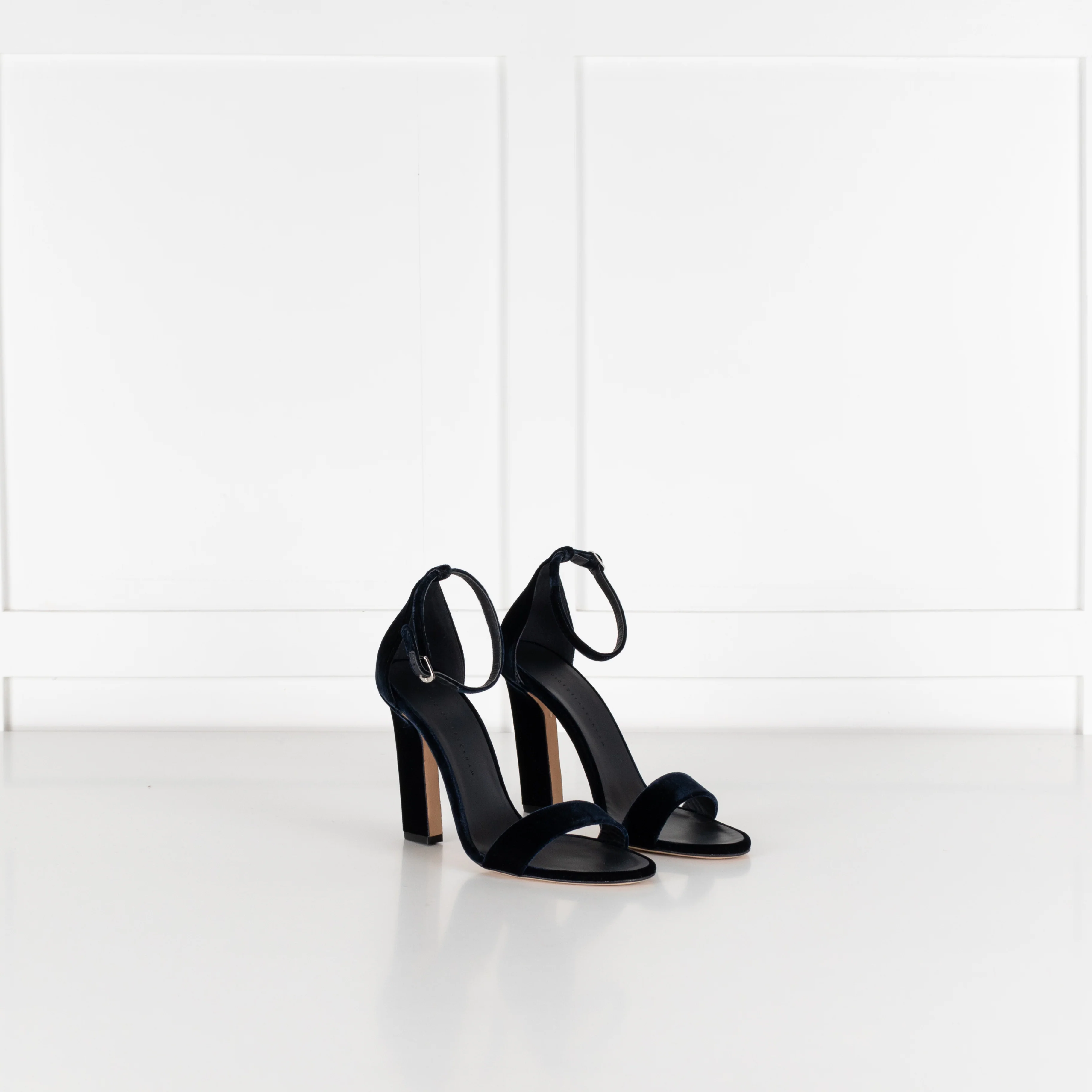 Victoria Beckham Navy Velvet Heeled Sandals - Image 7