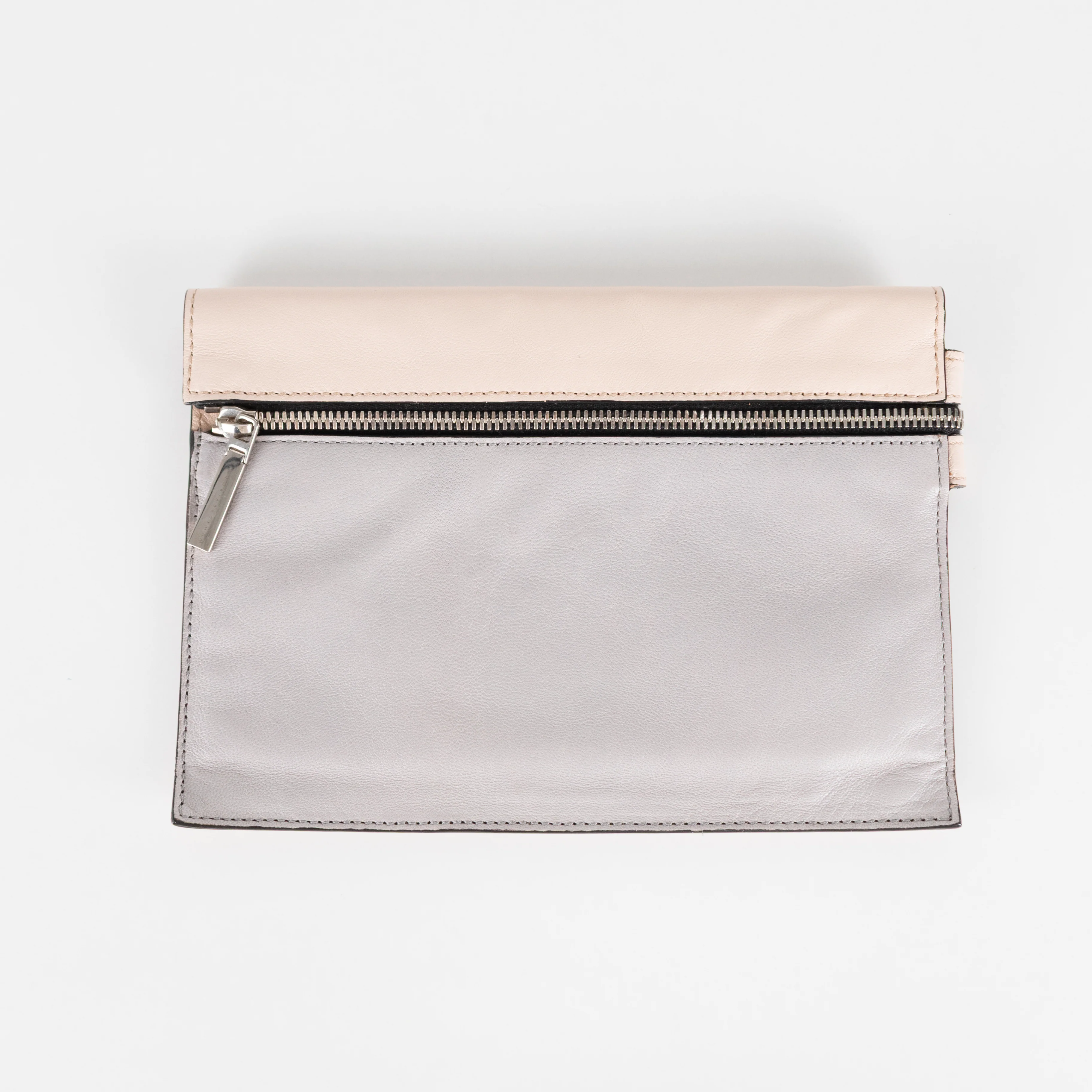 Victoria Beckham Pale Grey And Pink Leather Clutch Bag - Image 5