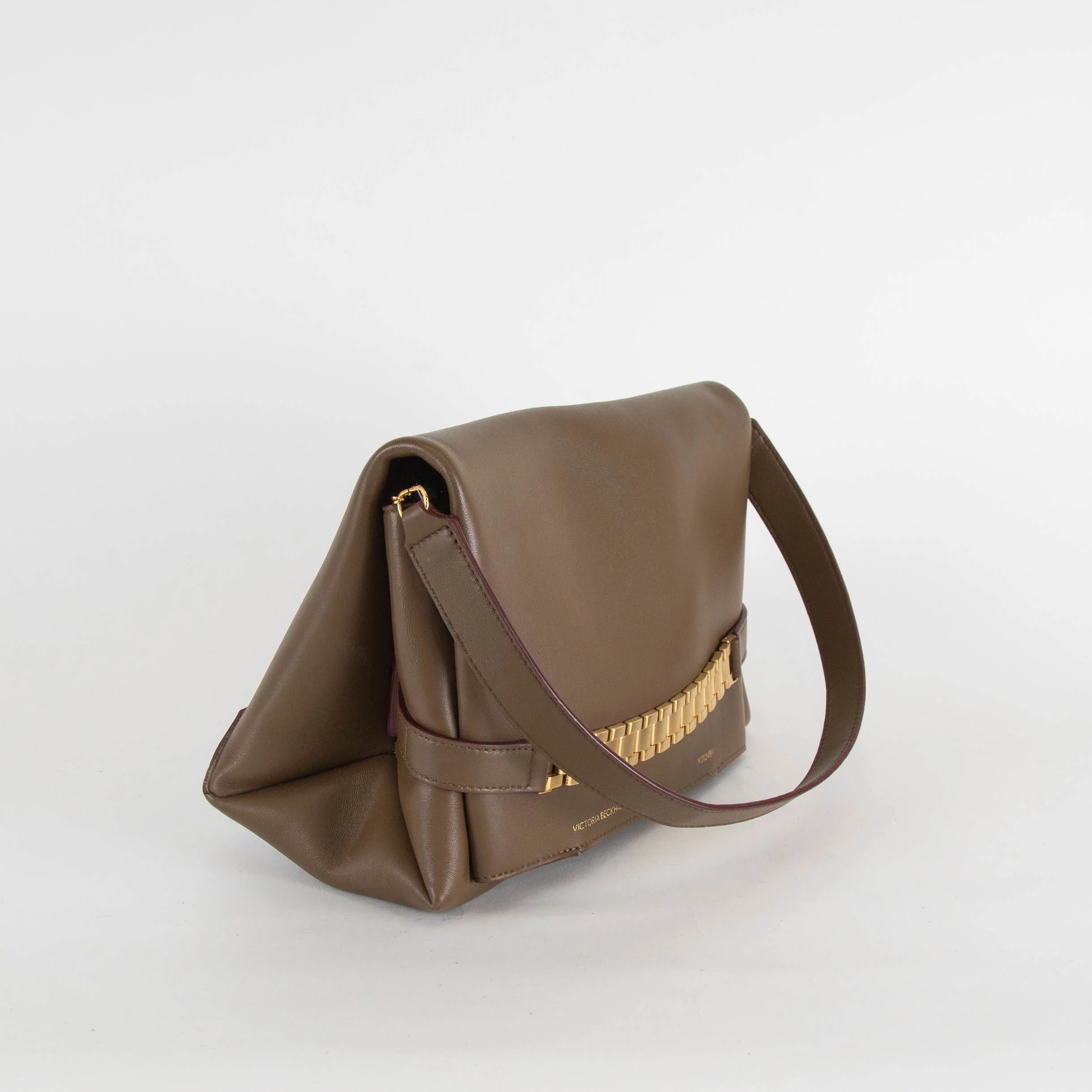 Victoria Beckham Sage Green Leather Chain Pouch Bag - Image 2