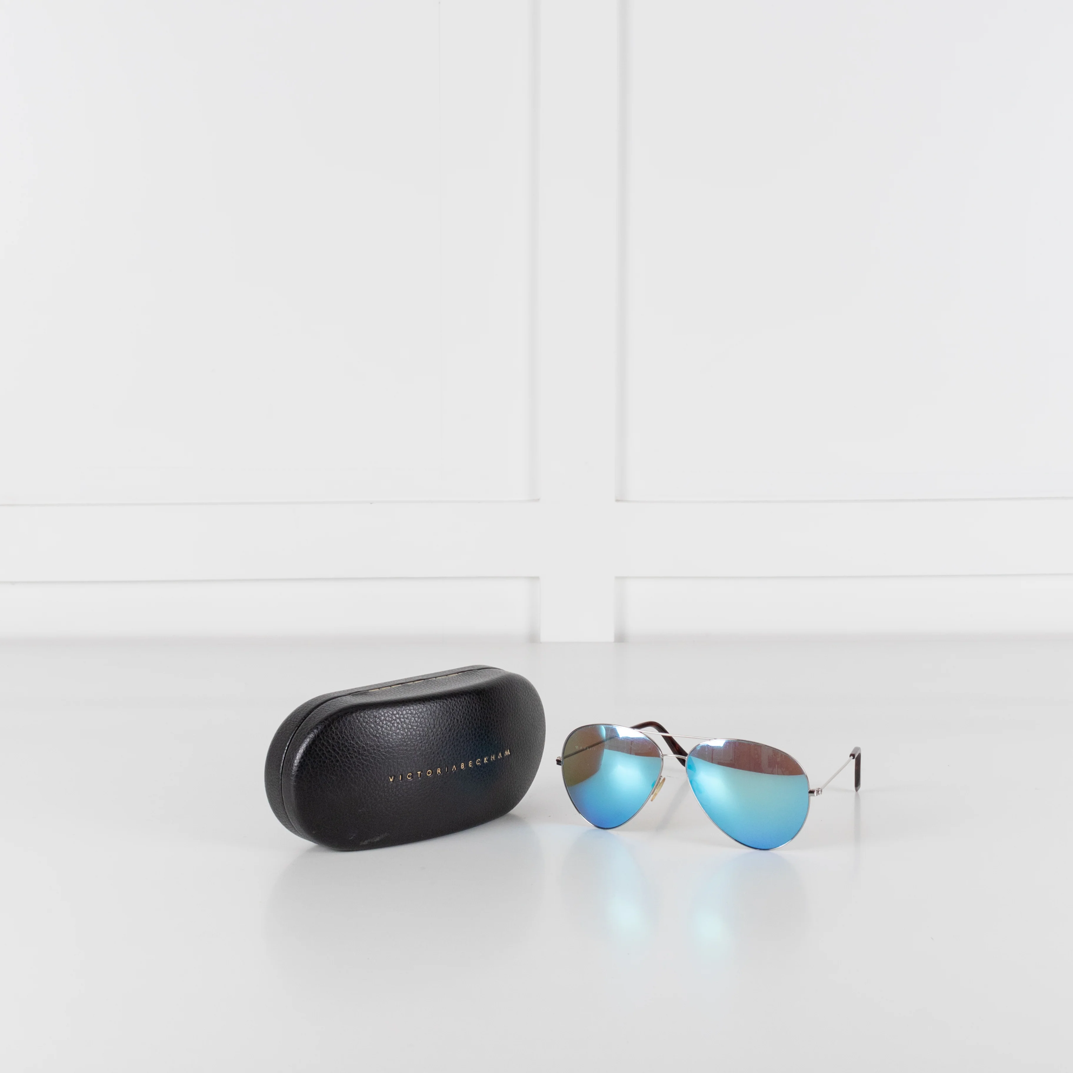 Victoria Beckham Silver Frame & Blue Lens Aviator Sunglasses - Image 2