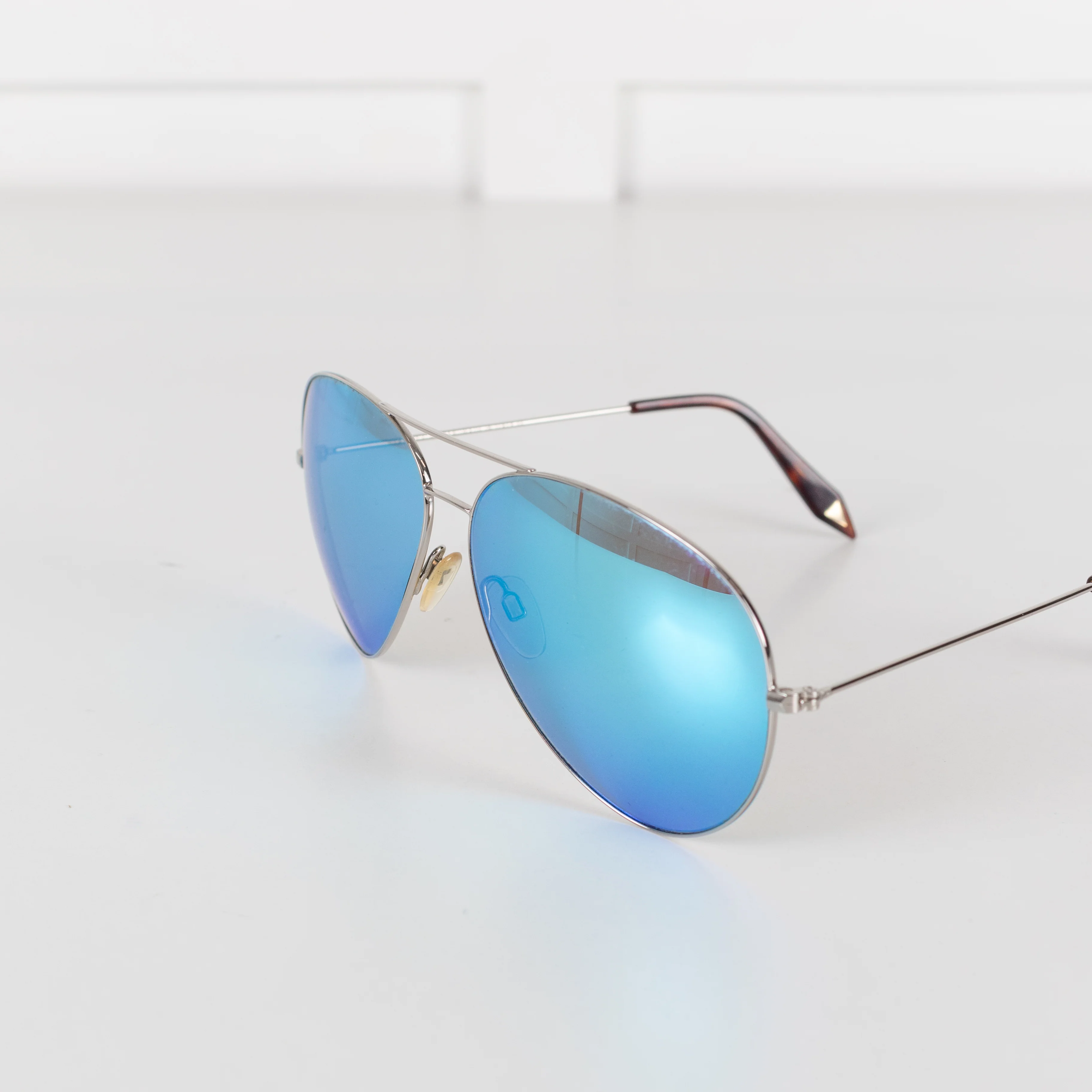Victoria Beckham Silver Frame & Blue Lens Aviator Sunglasses - Image 8