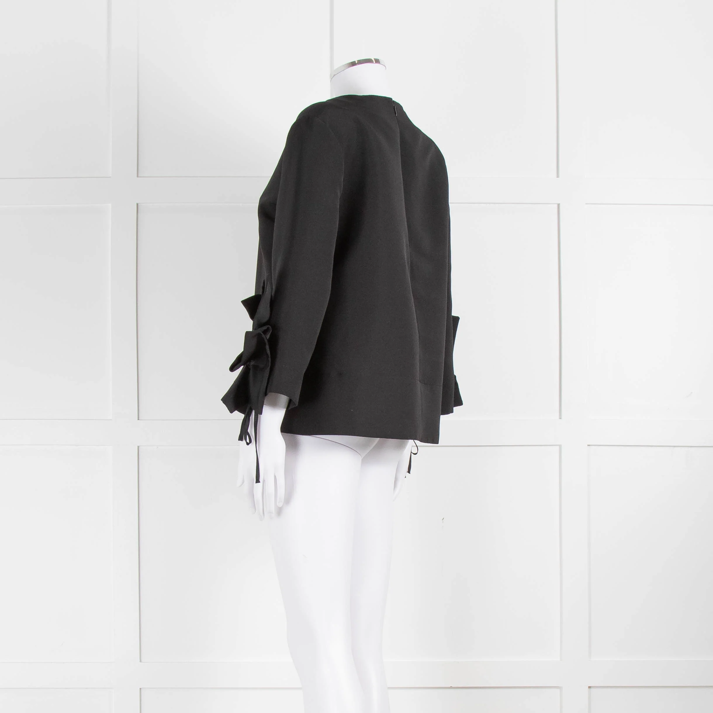 Victoria by Victoria Beckham Structured Black Blouse with Ruched Cuff Detailing - Image 6