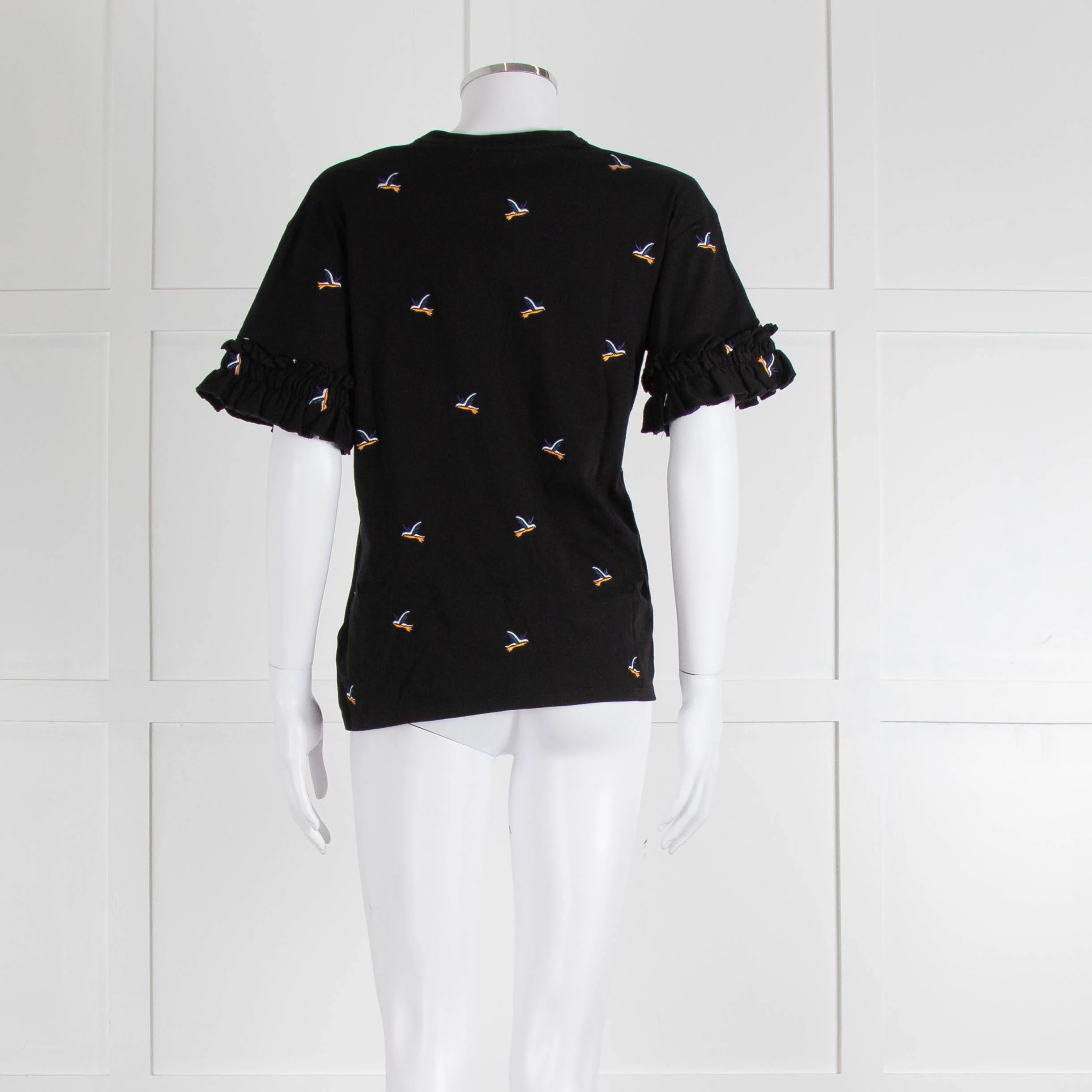 Victoria Victoria Beckham Black Bird Frill Trim T-Shirt - Image 5