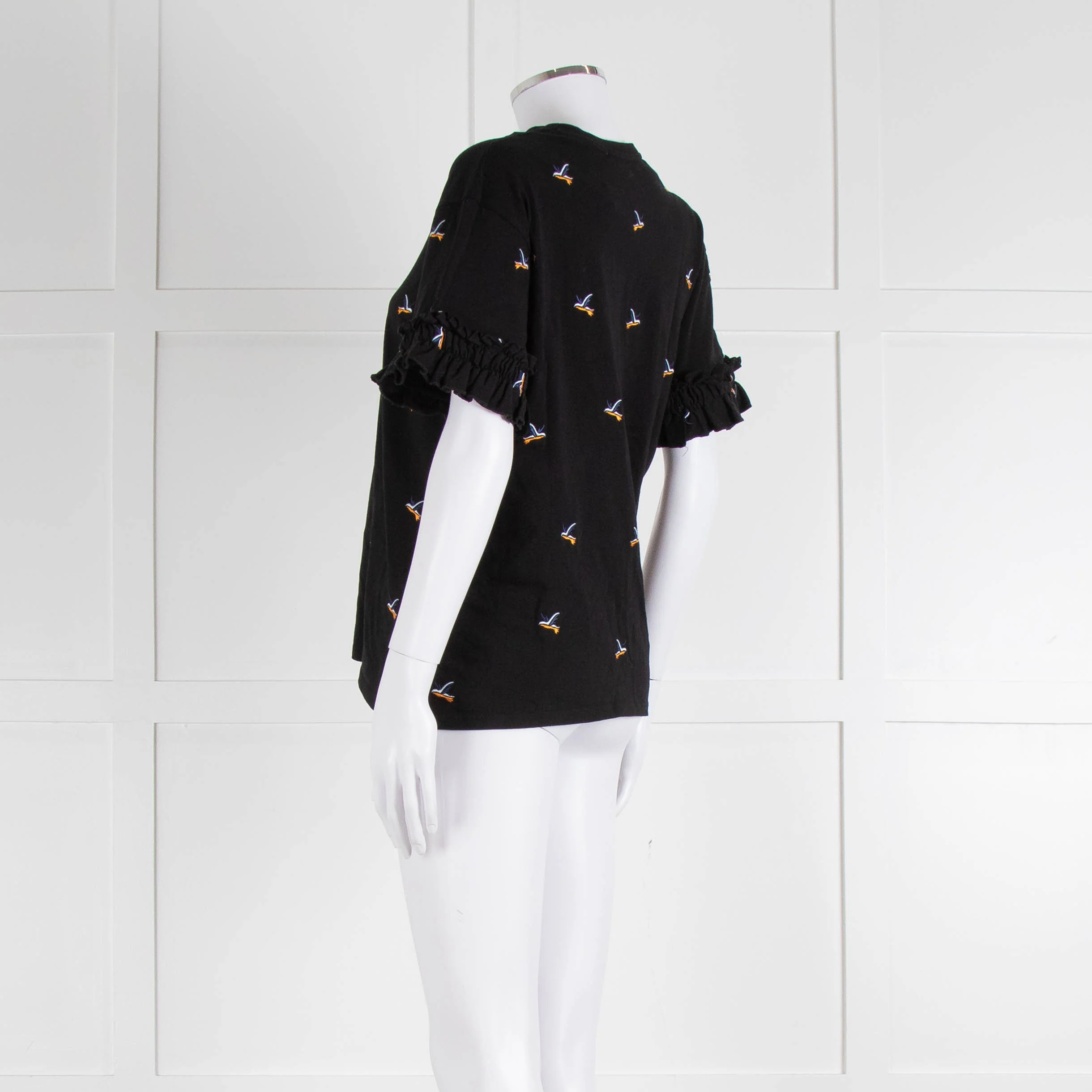 Victoria Victoria Beckham Black Bird Frill Trim T-Shirt - Image 6