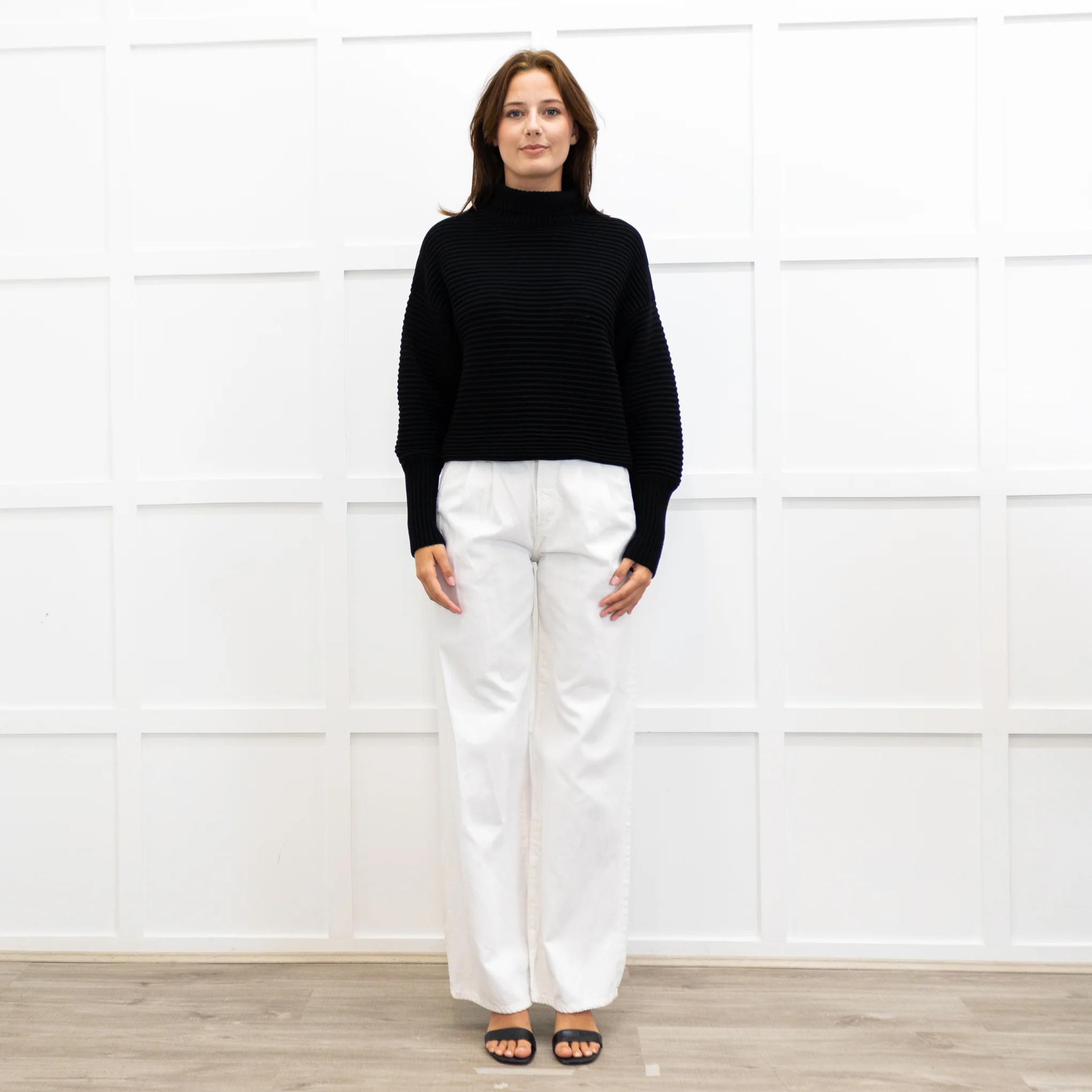 Victoria Victoria Beckham Black Crinkle Knit Turtle Neck