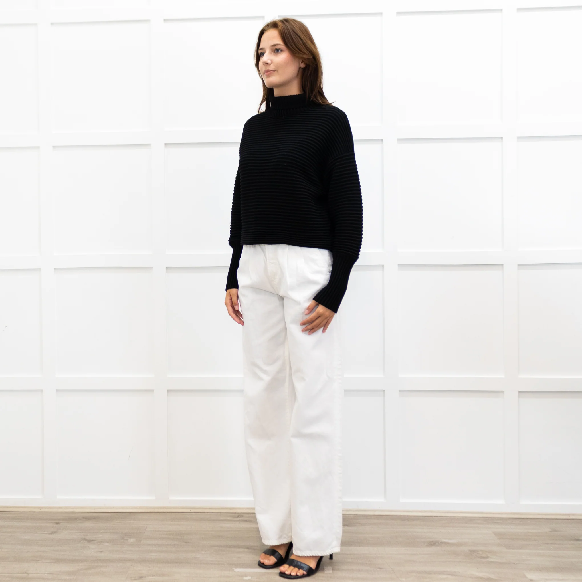 Victoria Victoria Beckham Black Crinkle Knit Turtle Neck - Image 3