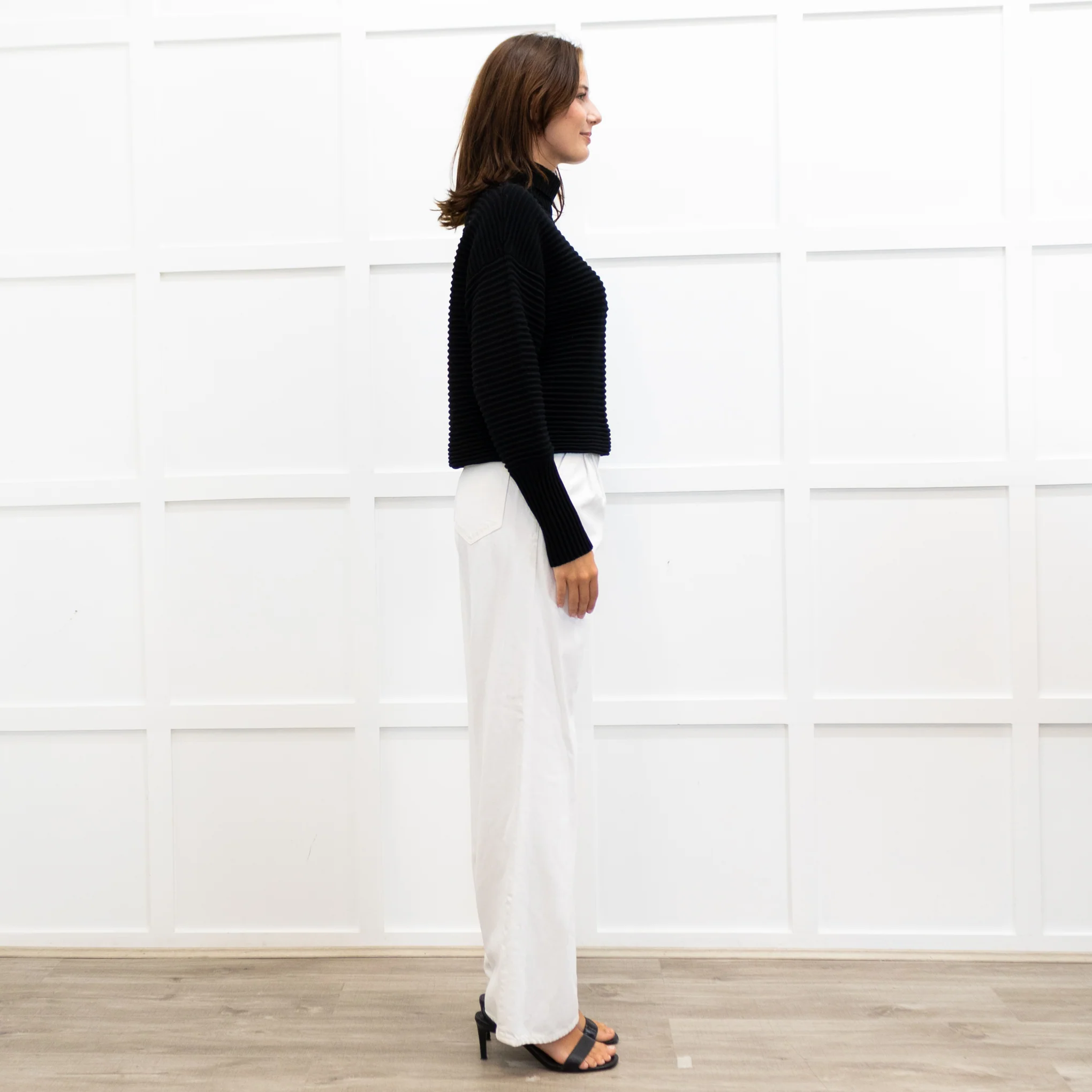 Victoria Victoria Beckham Black Crinkle Knit Turtle Neck - Image 6