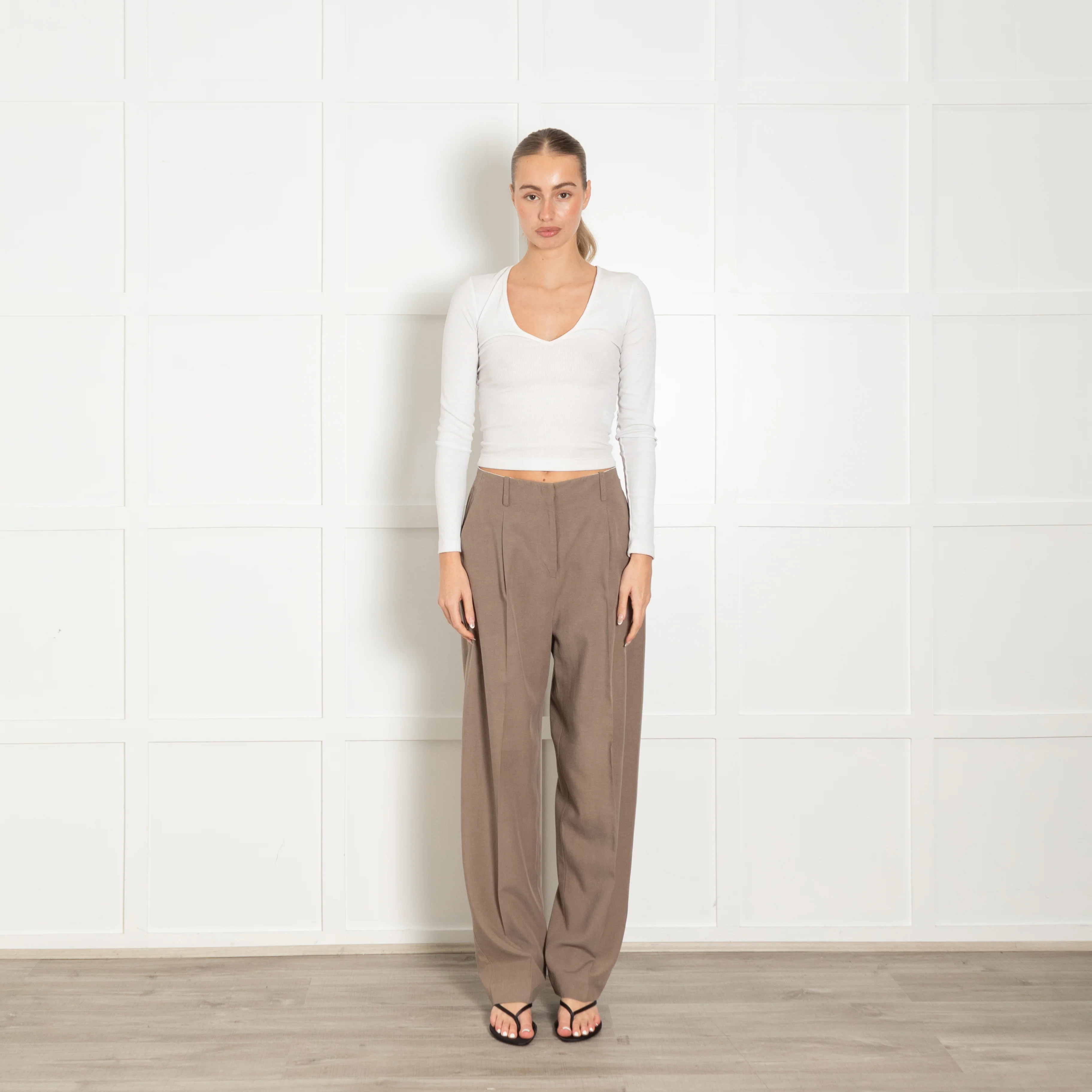 Viktoria & Woods Pale Khaki Front Pleat Trousers