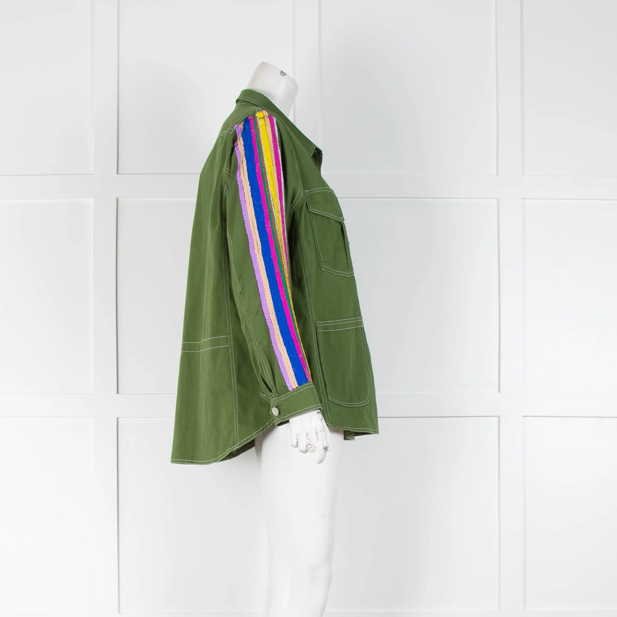Vilagallo Green Jacket Sequin Arm Stripe - Image 2
