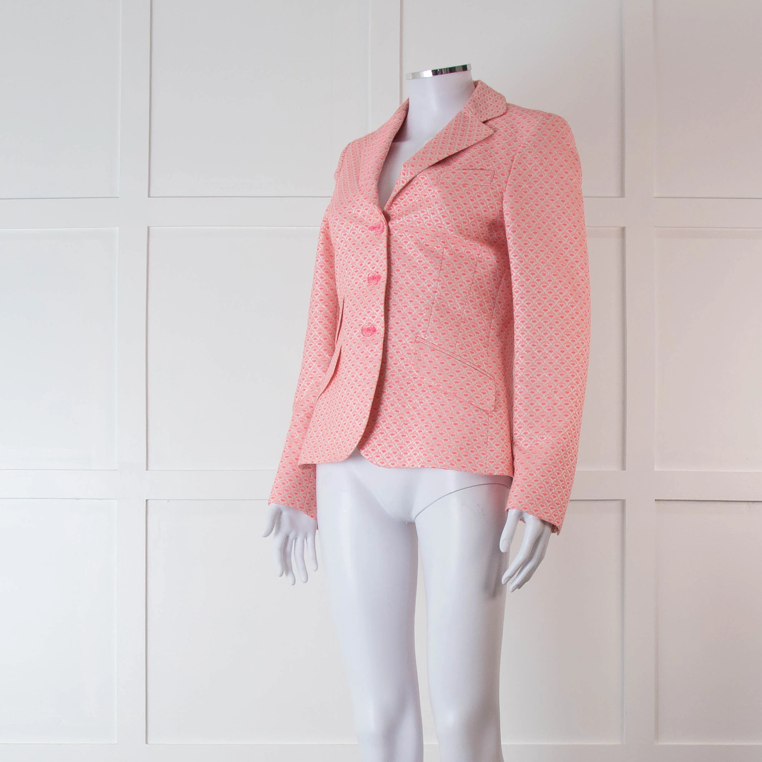 Vilagallo Neon Pink Silver Blazer Jacket - Image 8