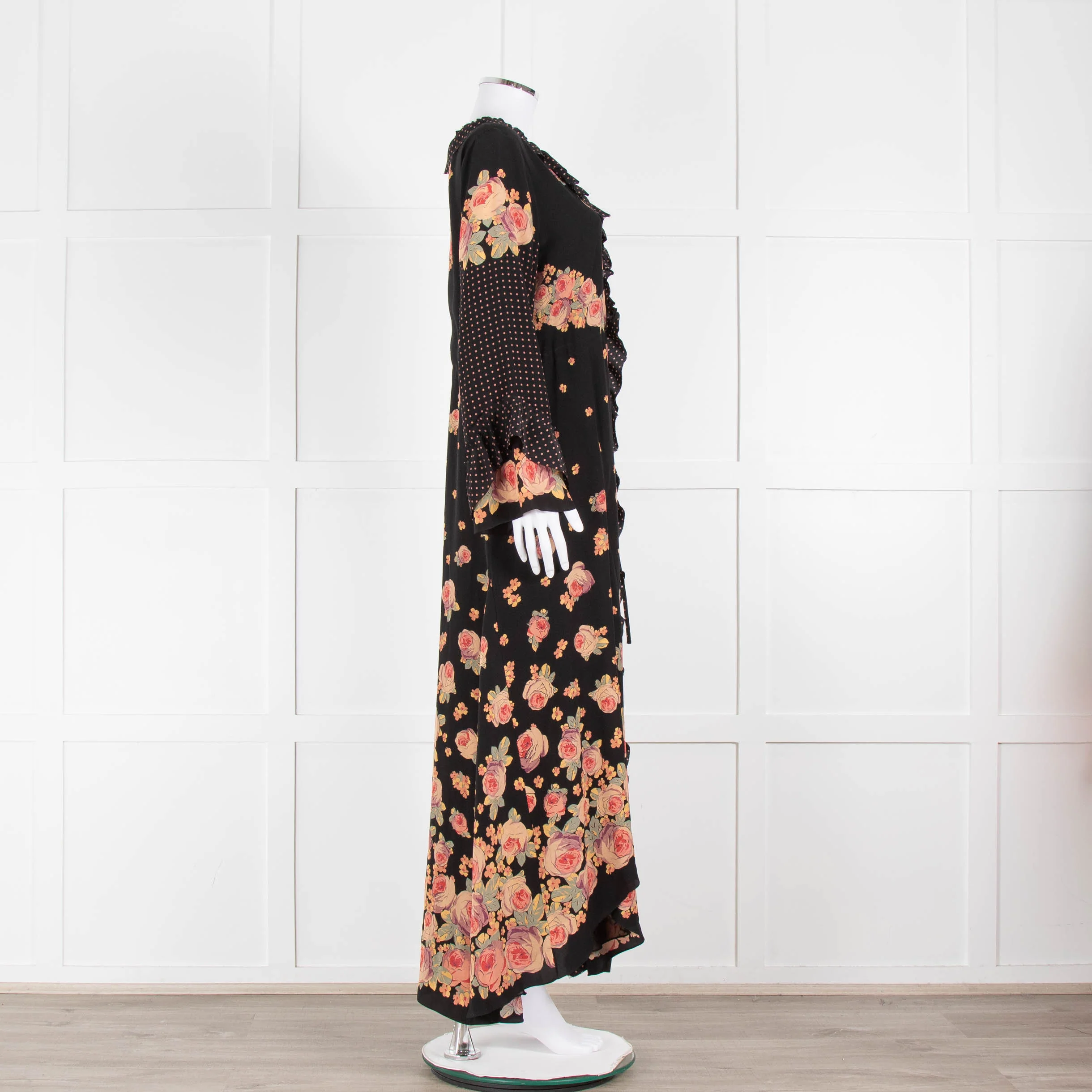 Vilshenko Aventina Silk Maxi Black Peony Dress - Image 3