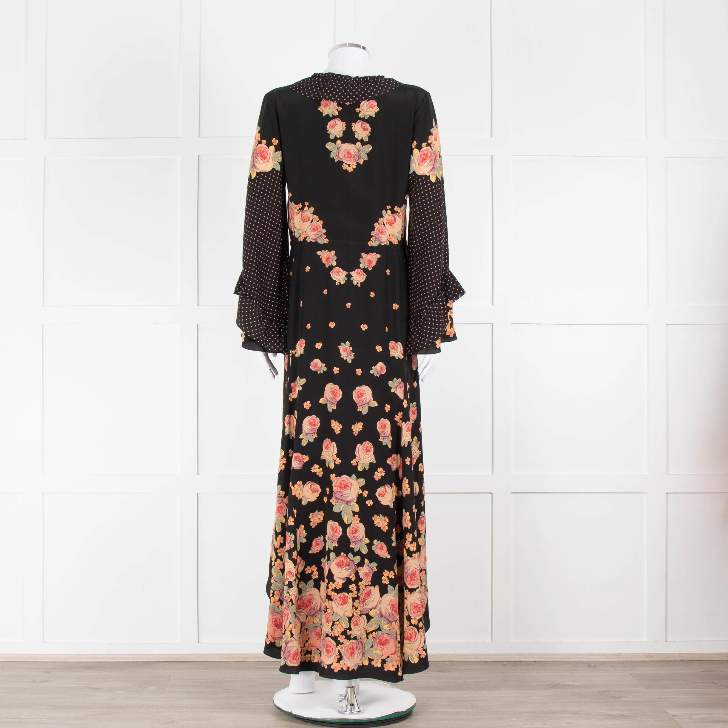 Vilshenko Aventina Silk Maxi Black Peony Dress - Image 5