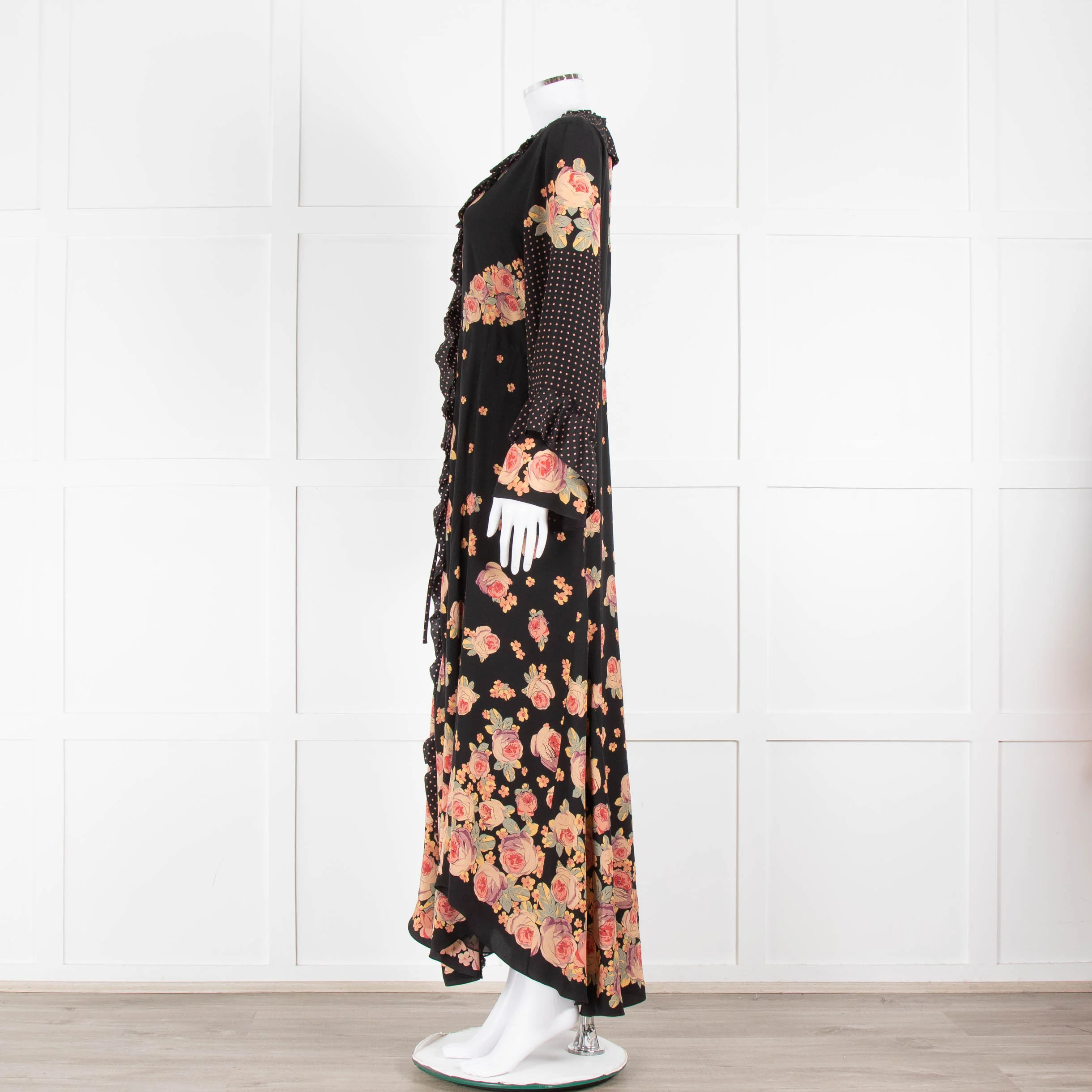 Vilshenko Aventina Silk Maxi Black Peony Dress - Image 7