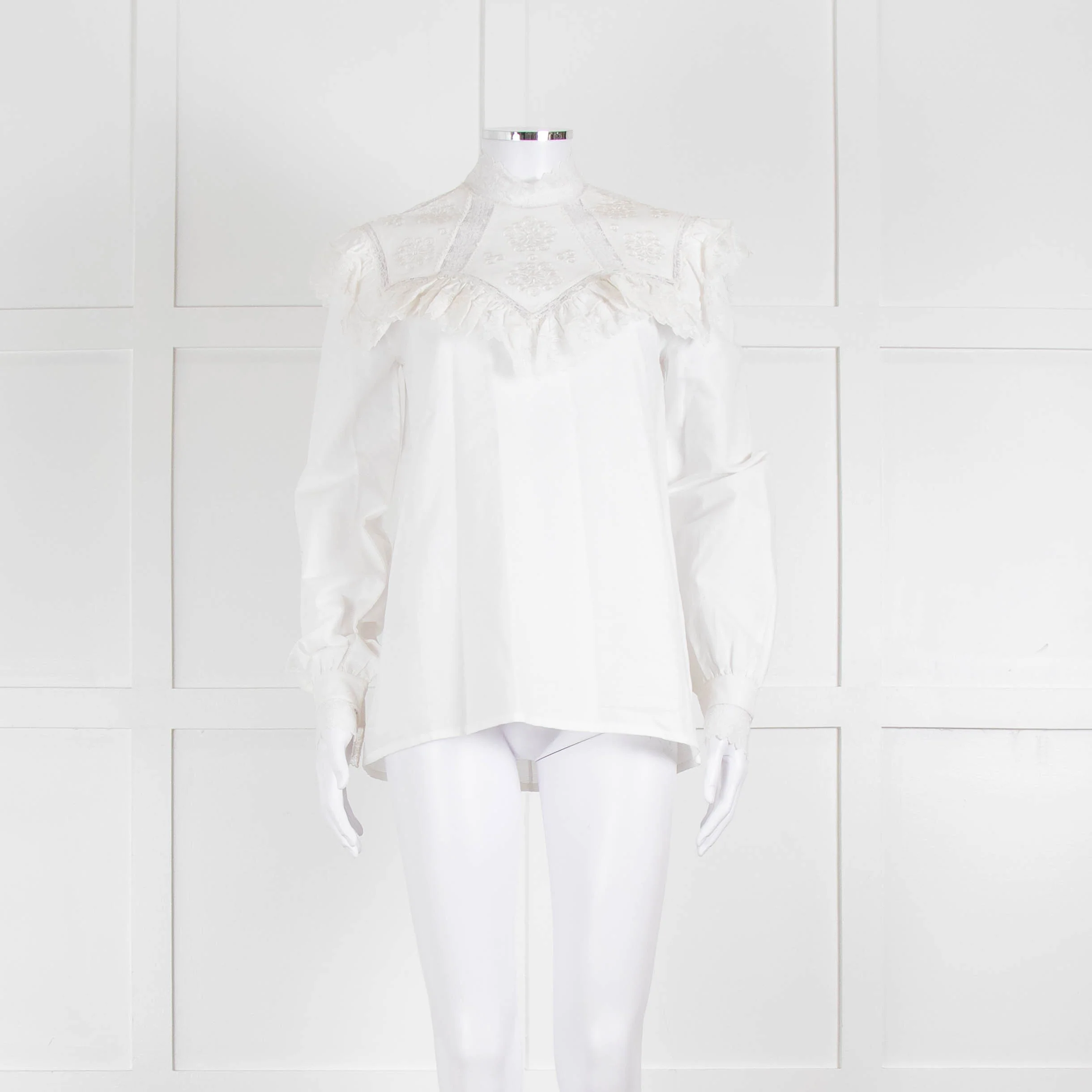 Vilshenko Suzy Embroidered White Cotton Blouse