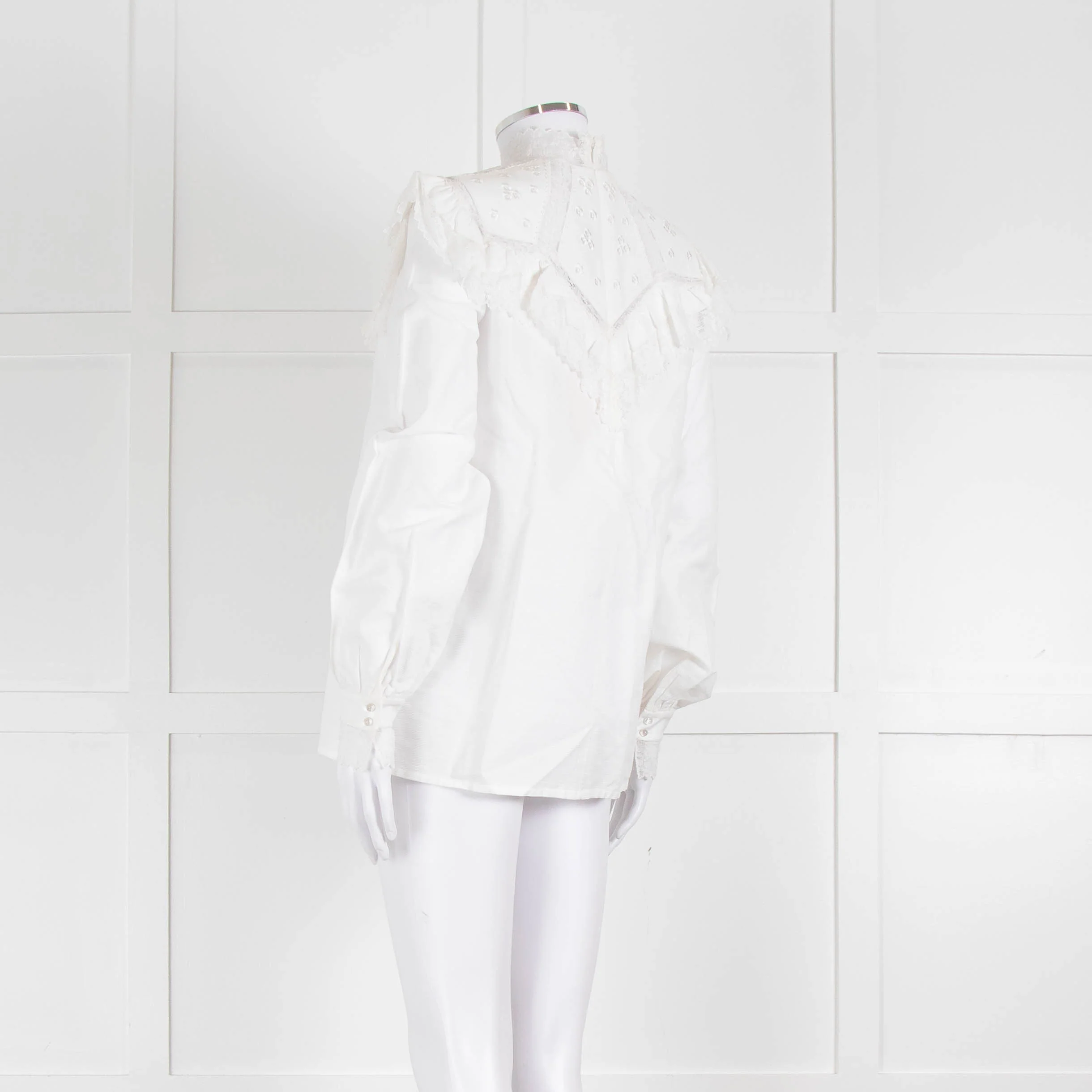 Vilshenko Suzy Embroidered White Cotton Blouse - Image 6