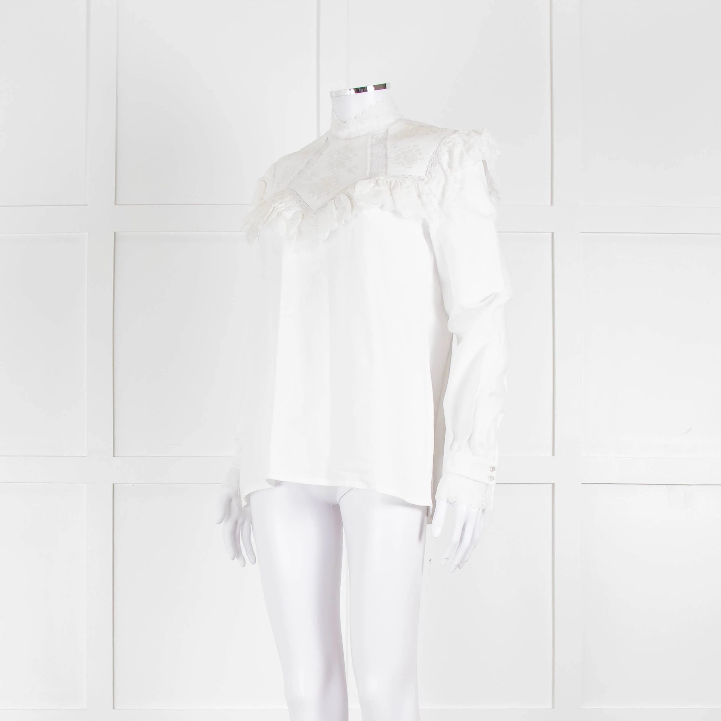 Vilshenko Suzy Embroidered White Cotton Blouse - Image 8