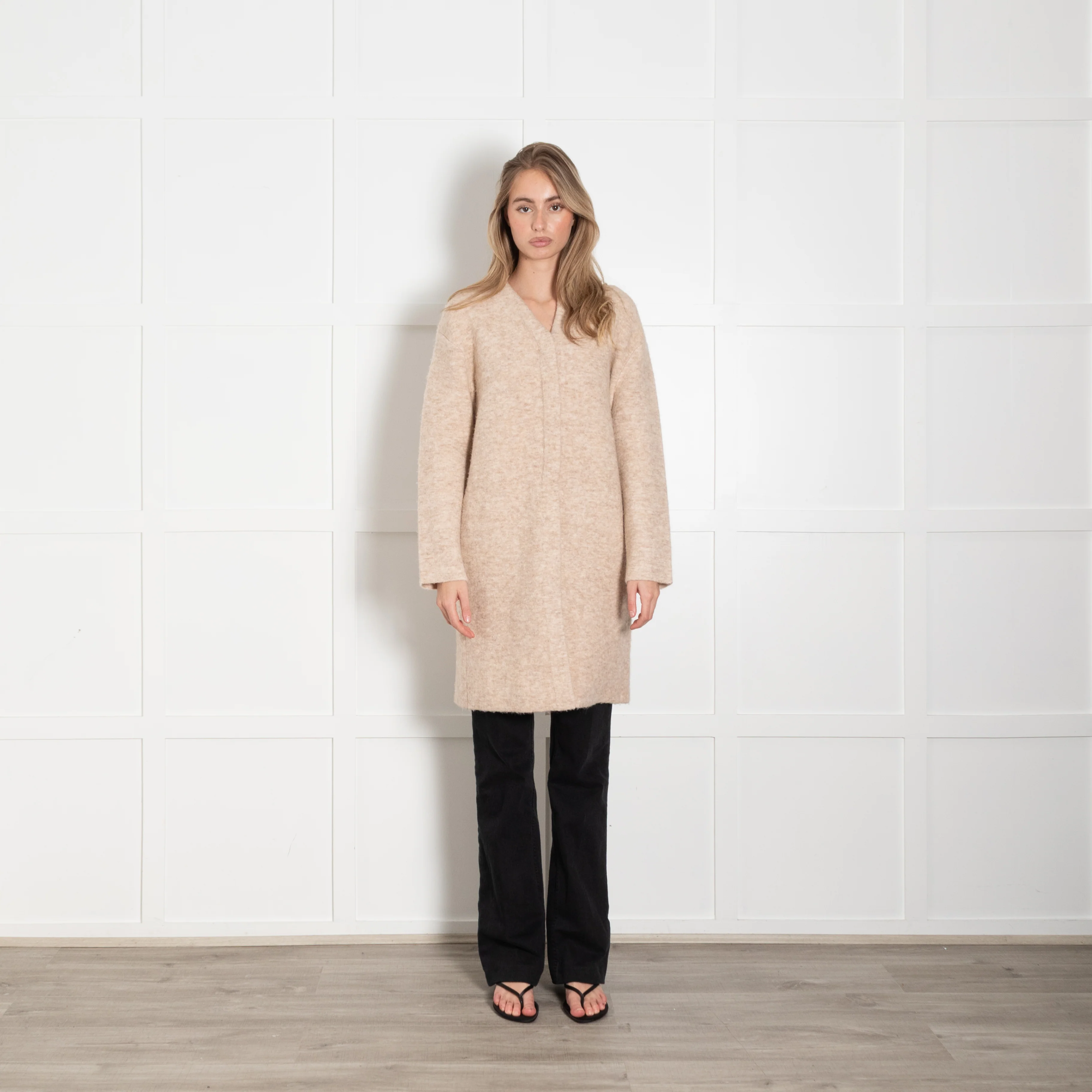 Vince Beige Wool Blend Knit Coat