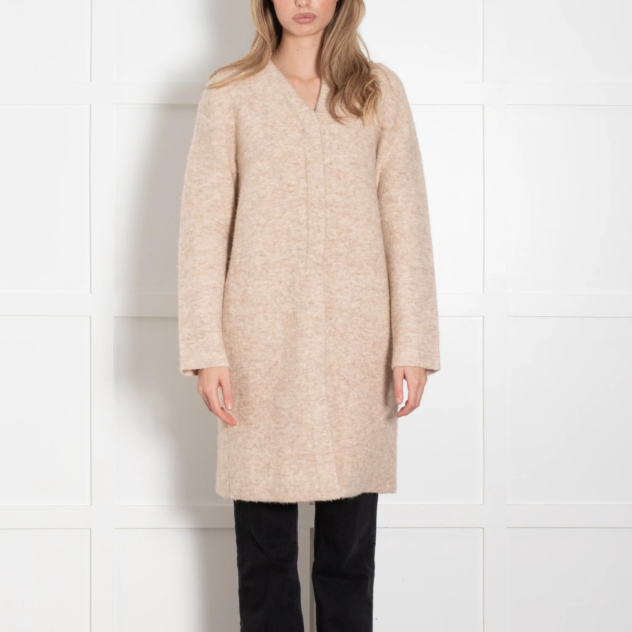 Vince Beige Wool Blend Knit Coat - Image 2