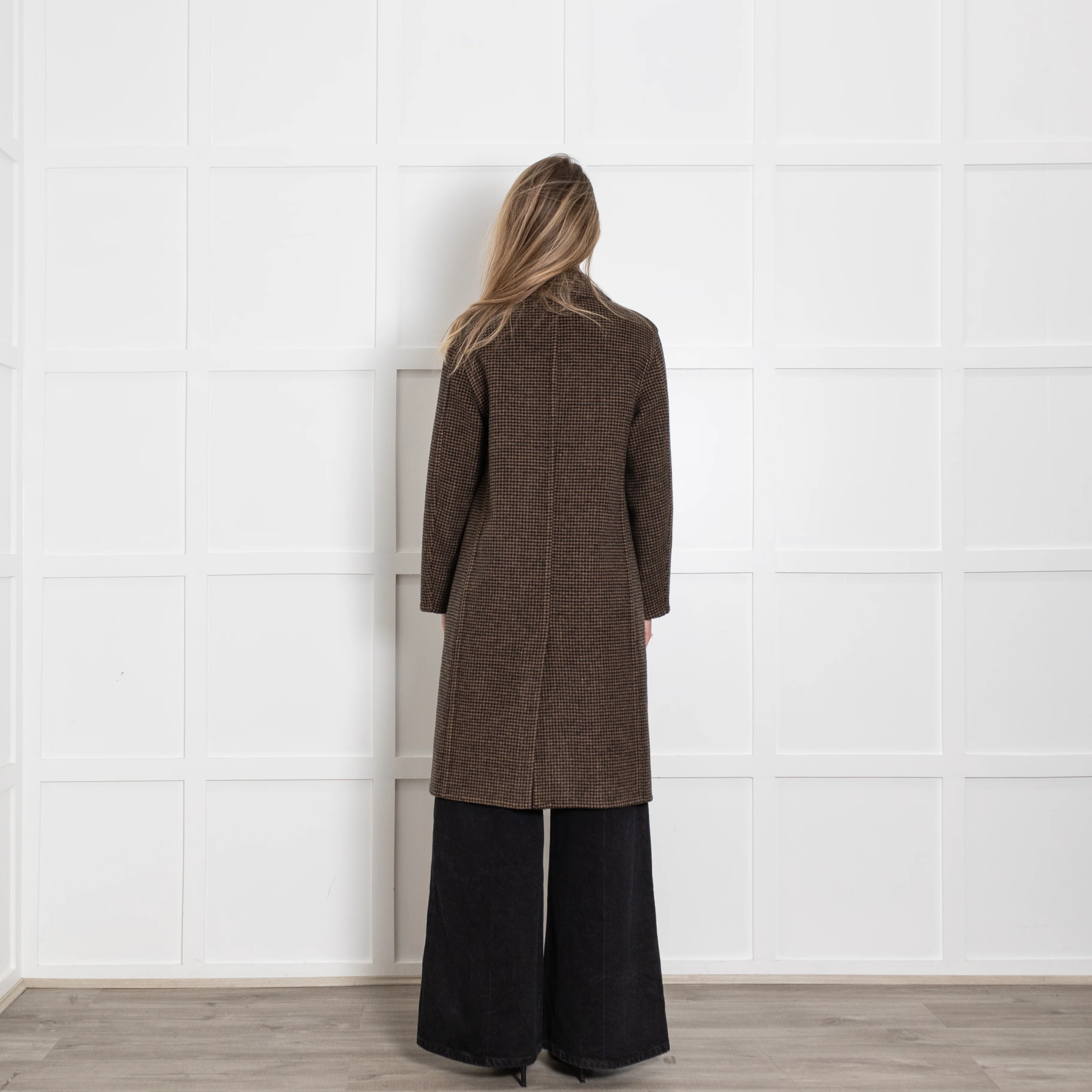 Vince Black and Brown Houndstooth Check Coat - Image 5