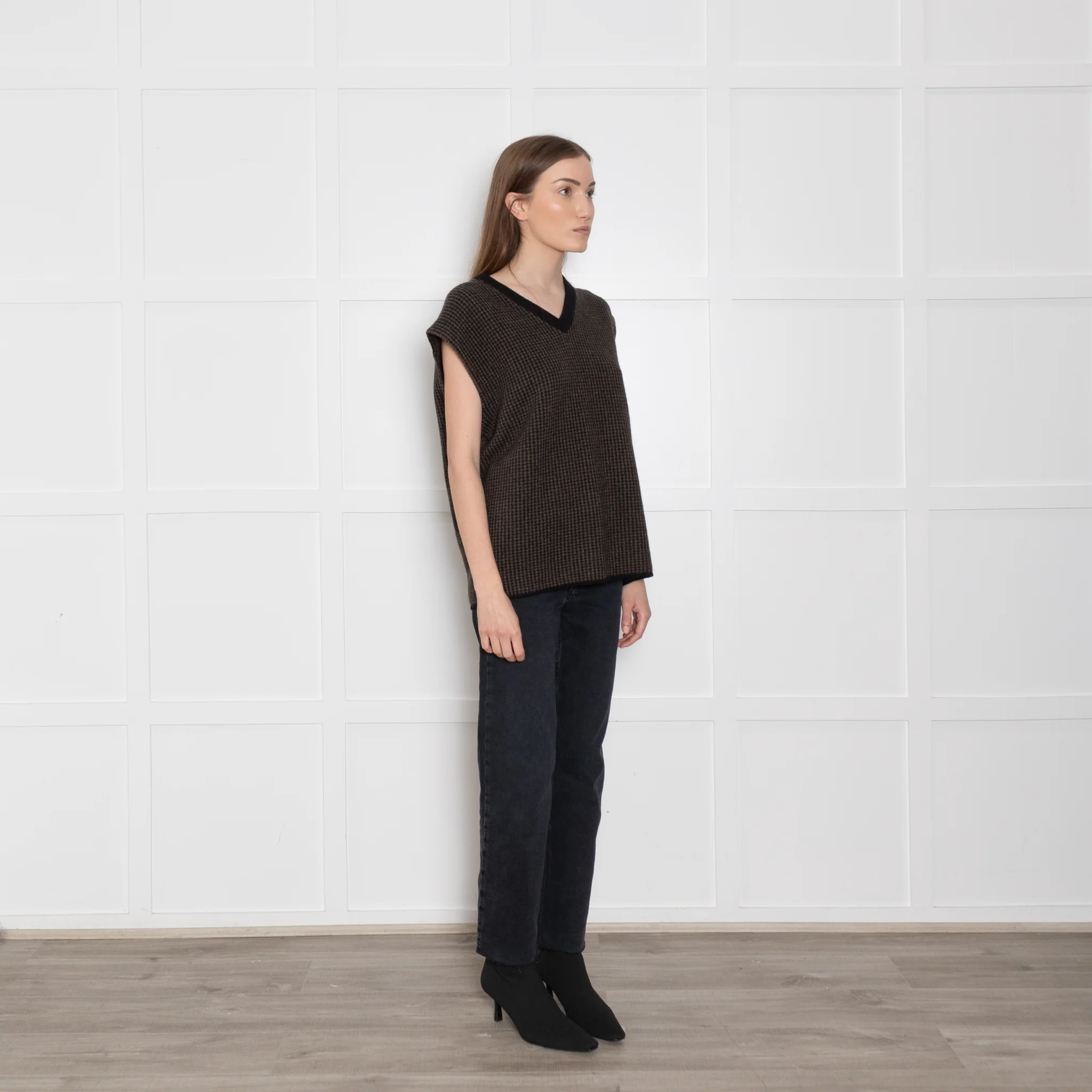Vince Black & Brown Wool/Cashmere Mix Tank Top - Image 7
