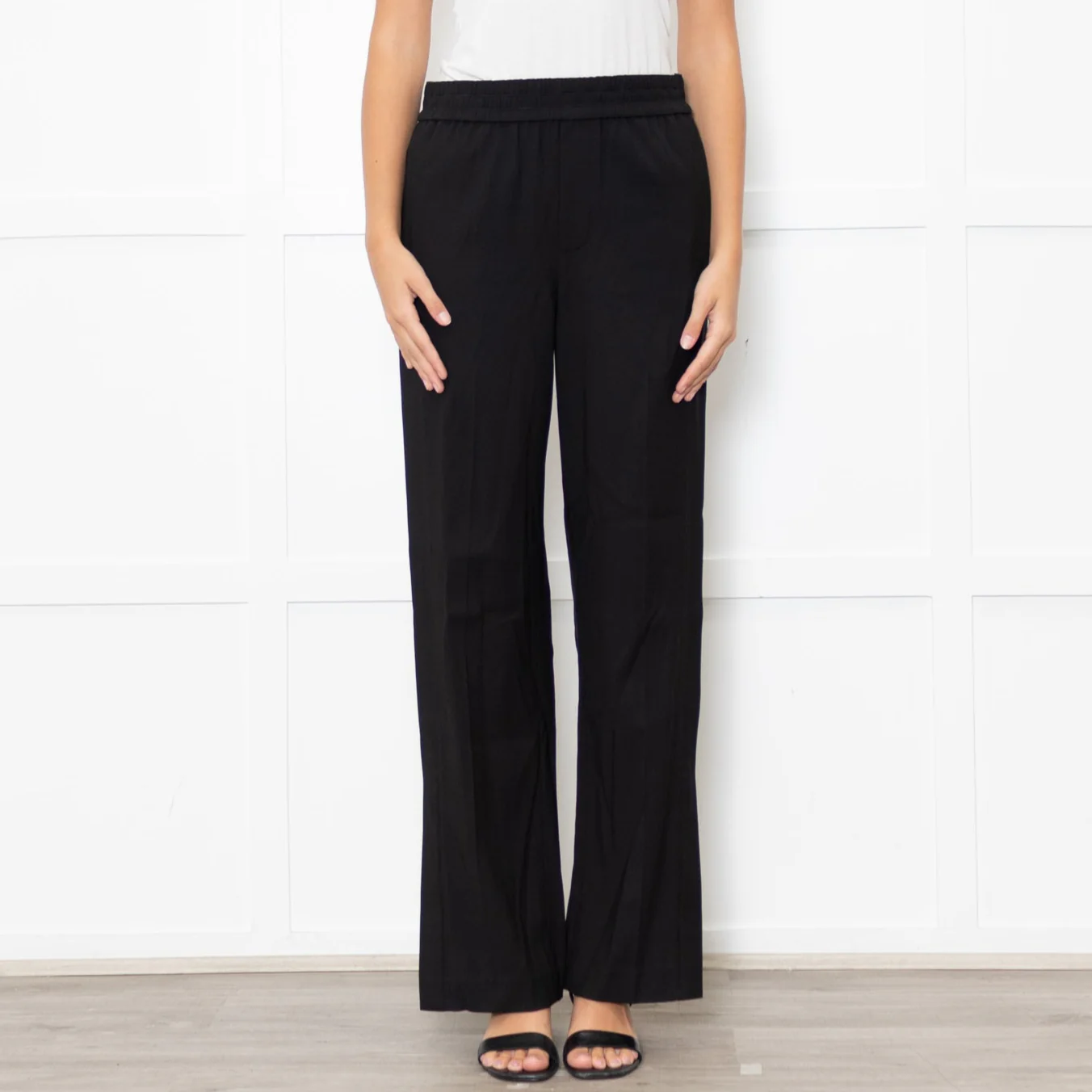 Vince Black Elastic Waist Wide Leg Trousers - Image 2
