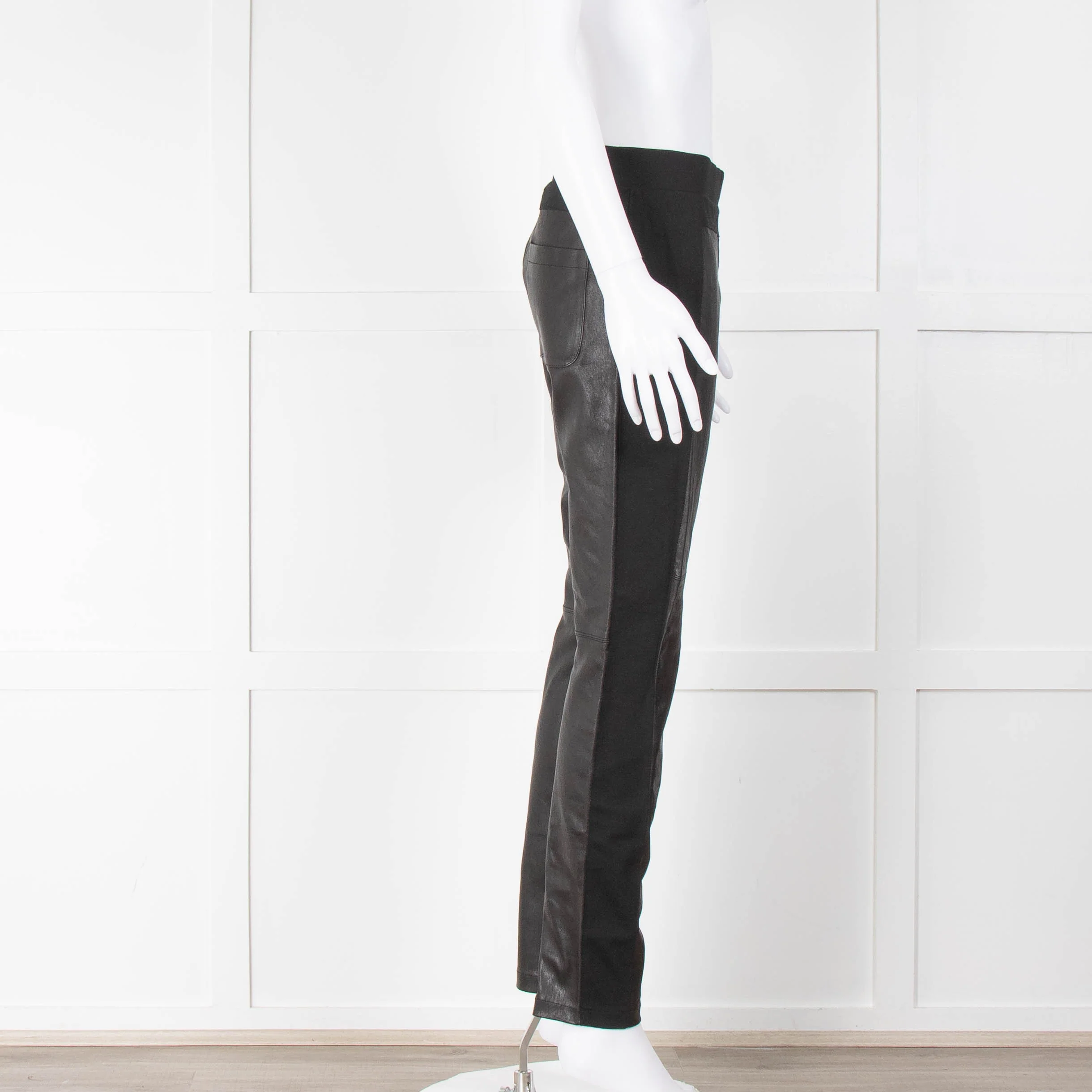 Vince Black Leather & Fabric Leggings - Image 2