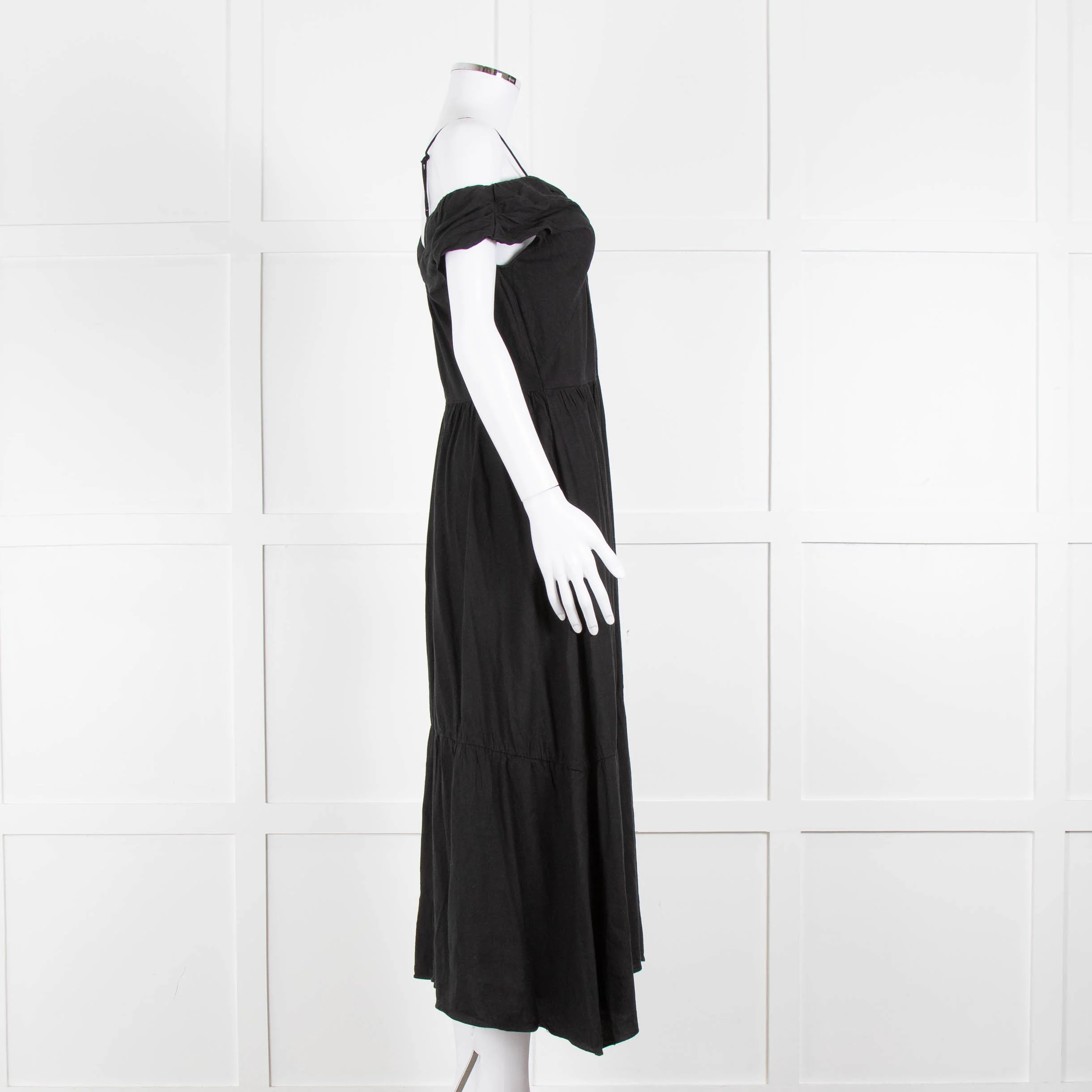 Vince Black Linen Blend Sleeveless Tiered Long Dress - Image 3