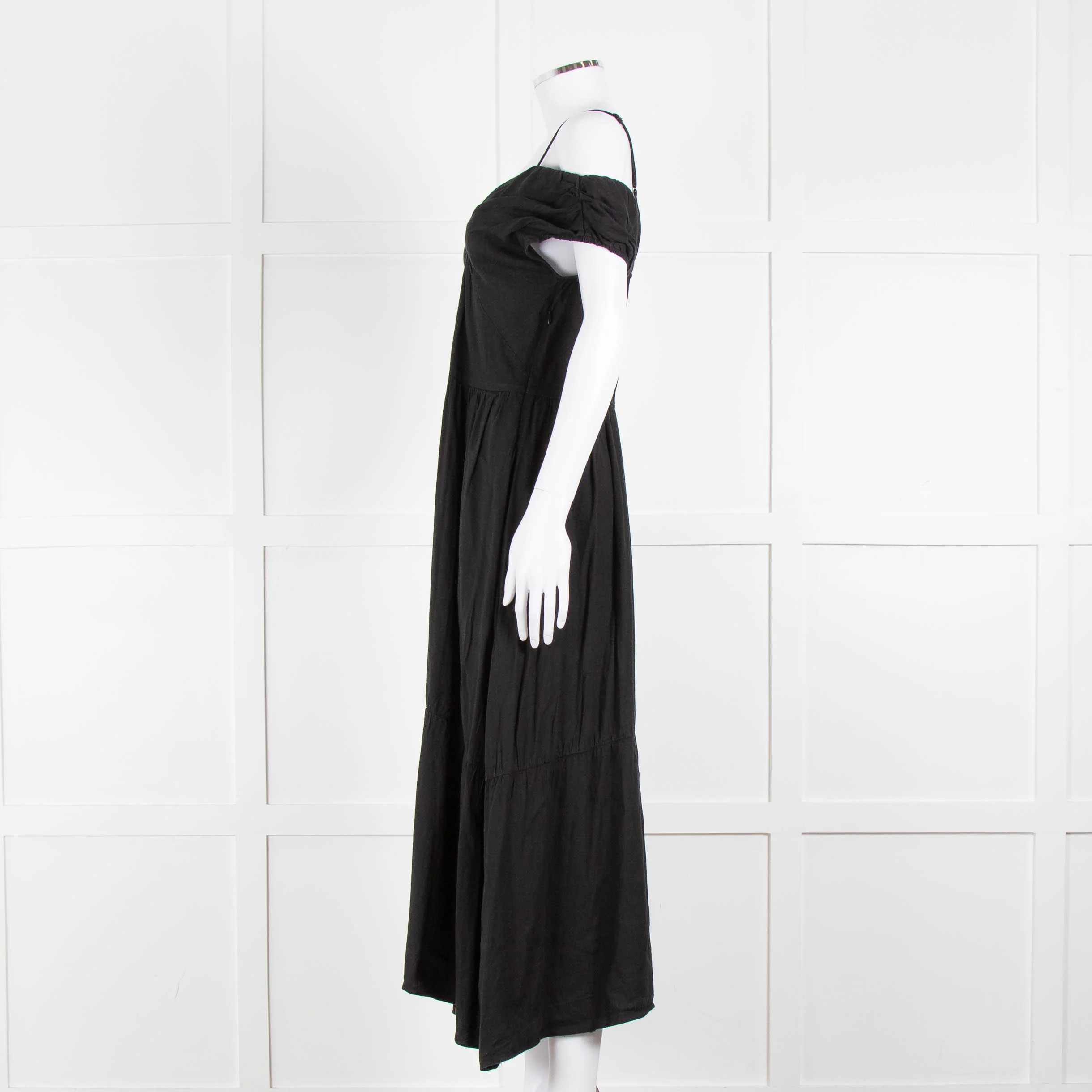 Vince Black Linen Blend Sleeveless Tiered Long Dress - Image 7