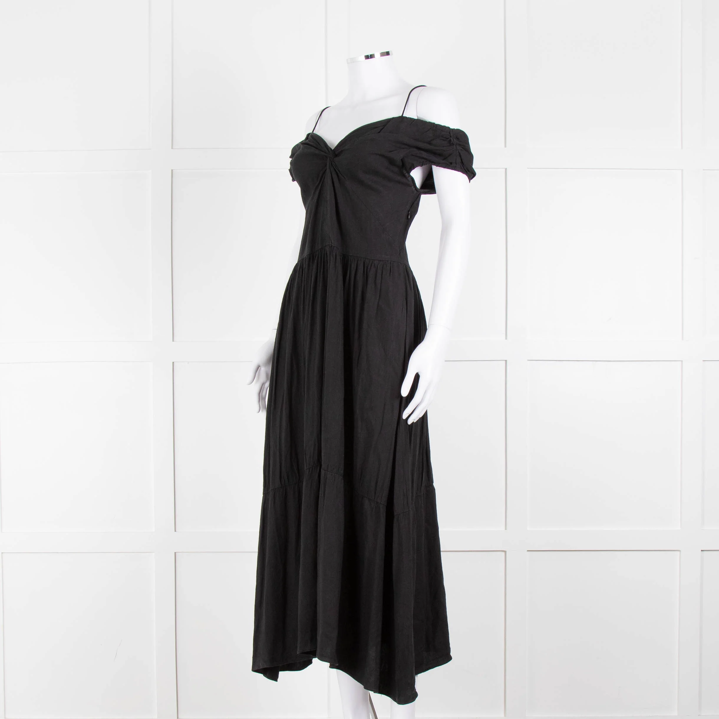 Vince Black Linen Blend Sleeveless Tiered Long Dress - Image 8