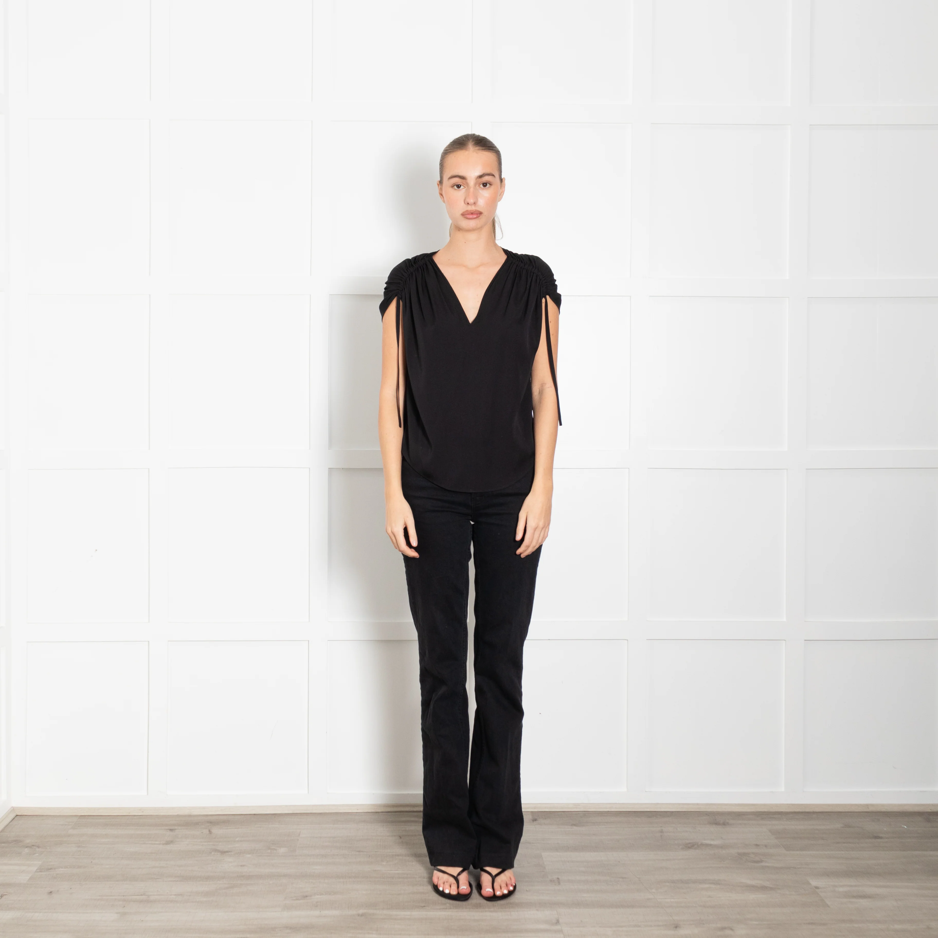 Vince Black Silk Cap Sleeve Top