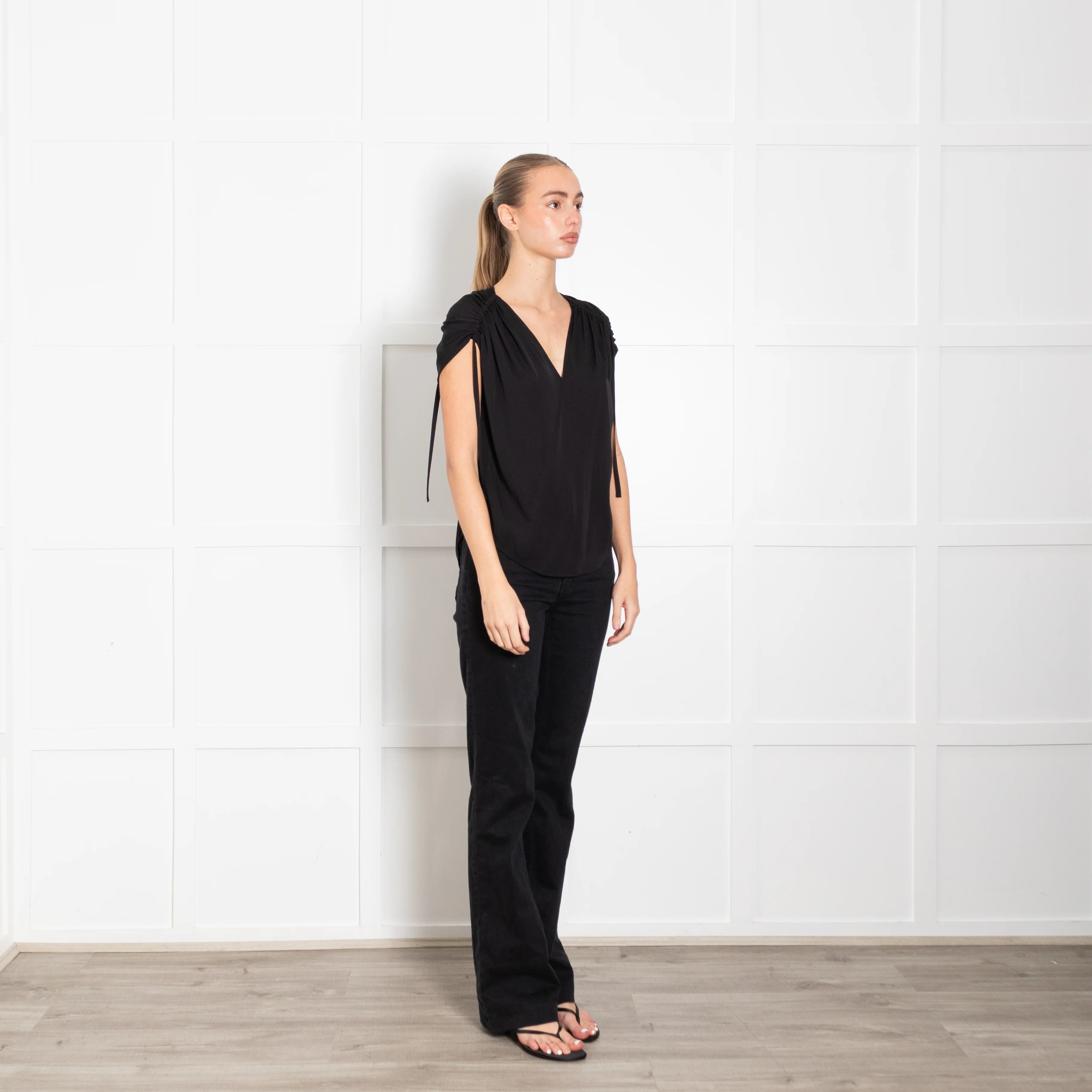 Vince Black Silk Cap Sleeve Top - Image 7