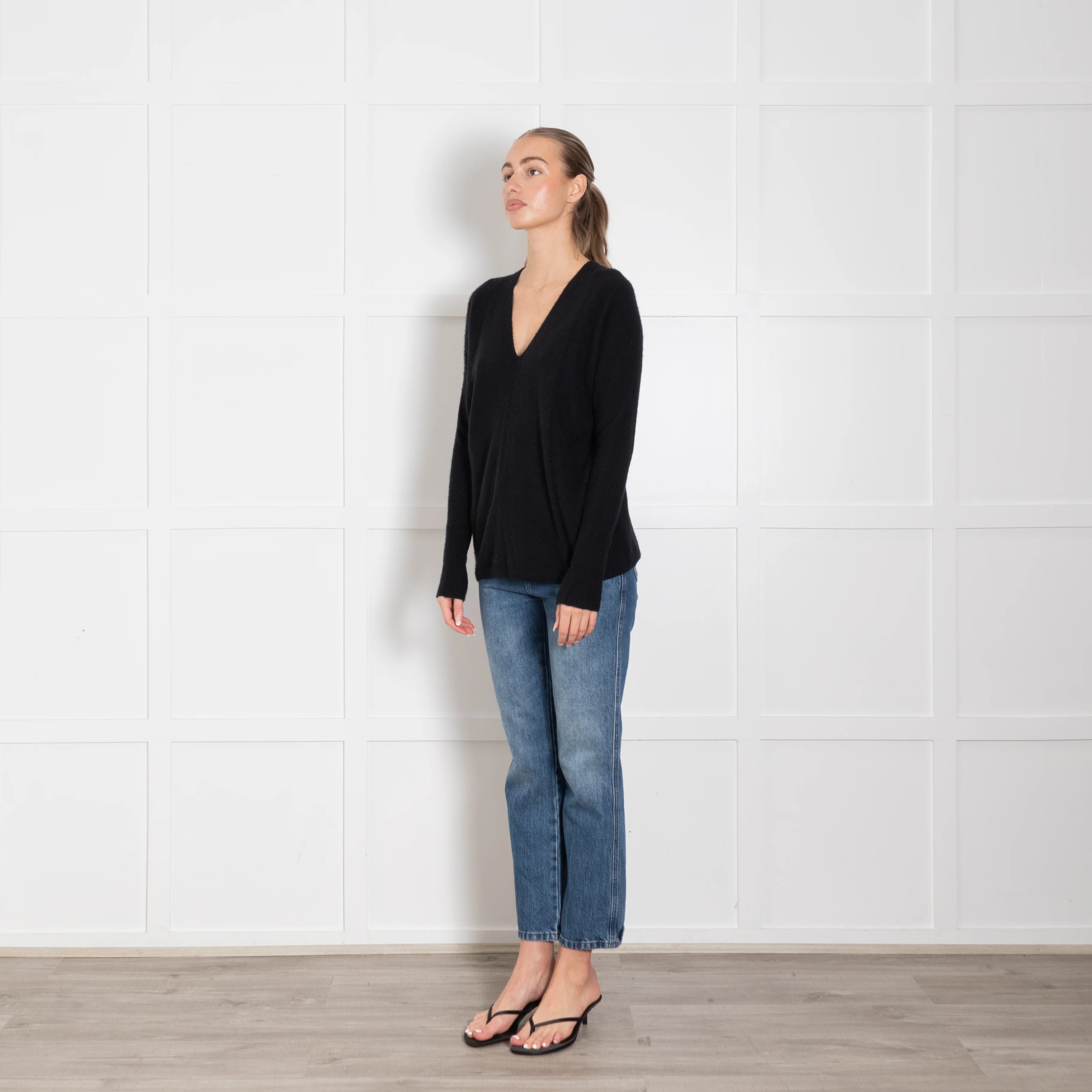 Vince Black V Neck Cashmere Jumper - Image 3