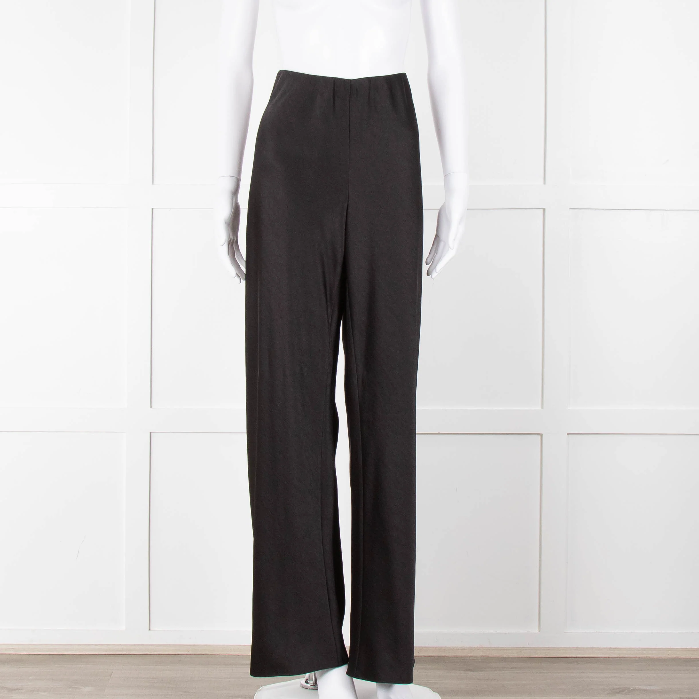 Vince Black Wide Leg Pull On Satin Trousers
