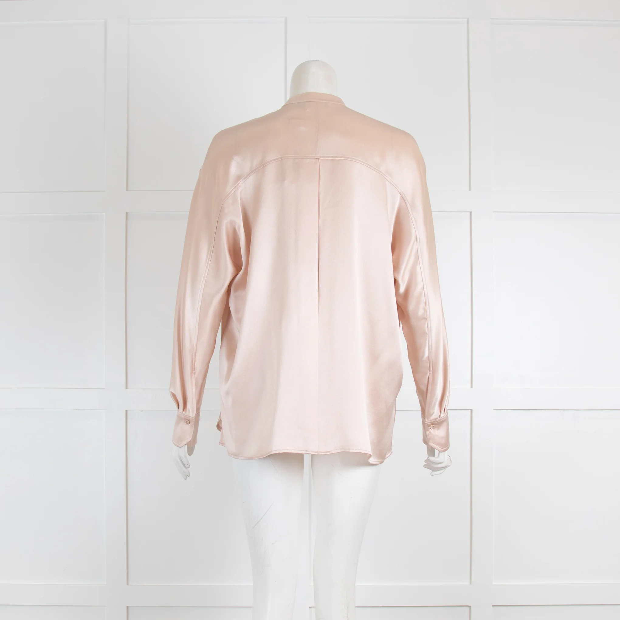 Vince Blush Silk Grandad Collar Long Sleeve Blouse - Image 3
