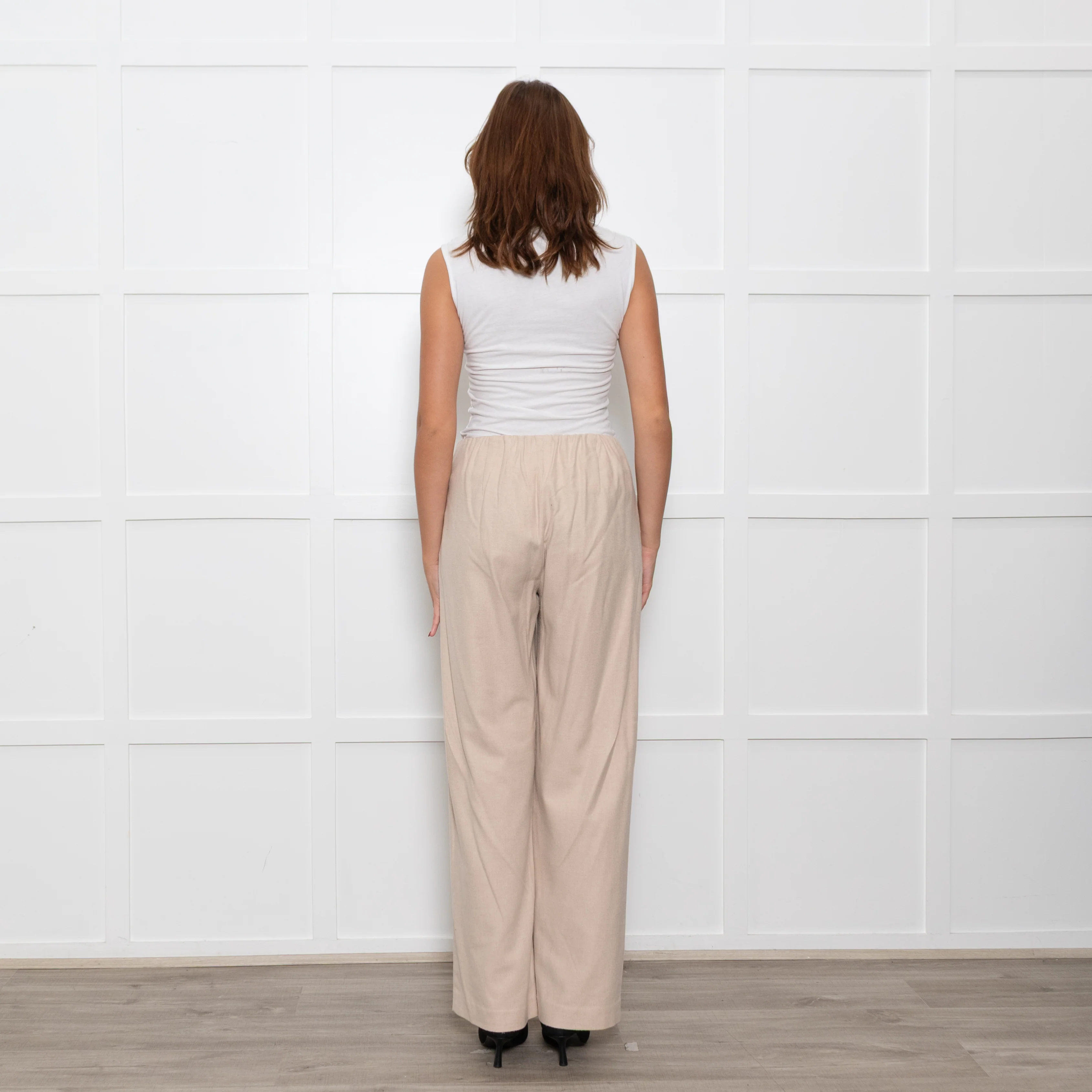 Vince Cream Wool Blend Wide Leg Trousers - Image 5