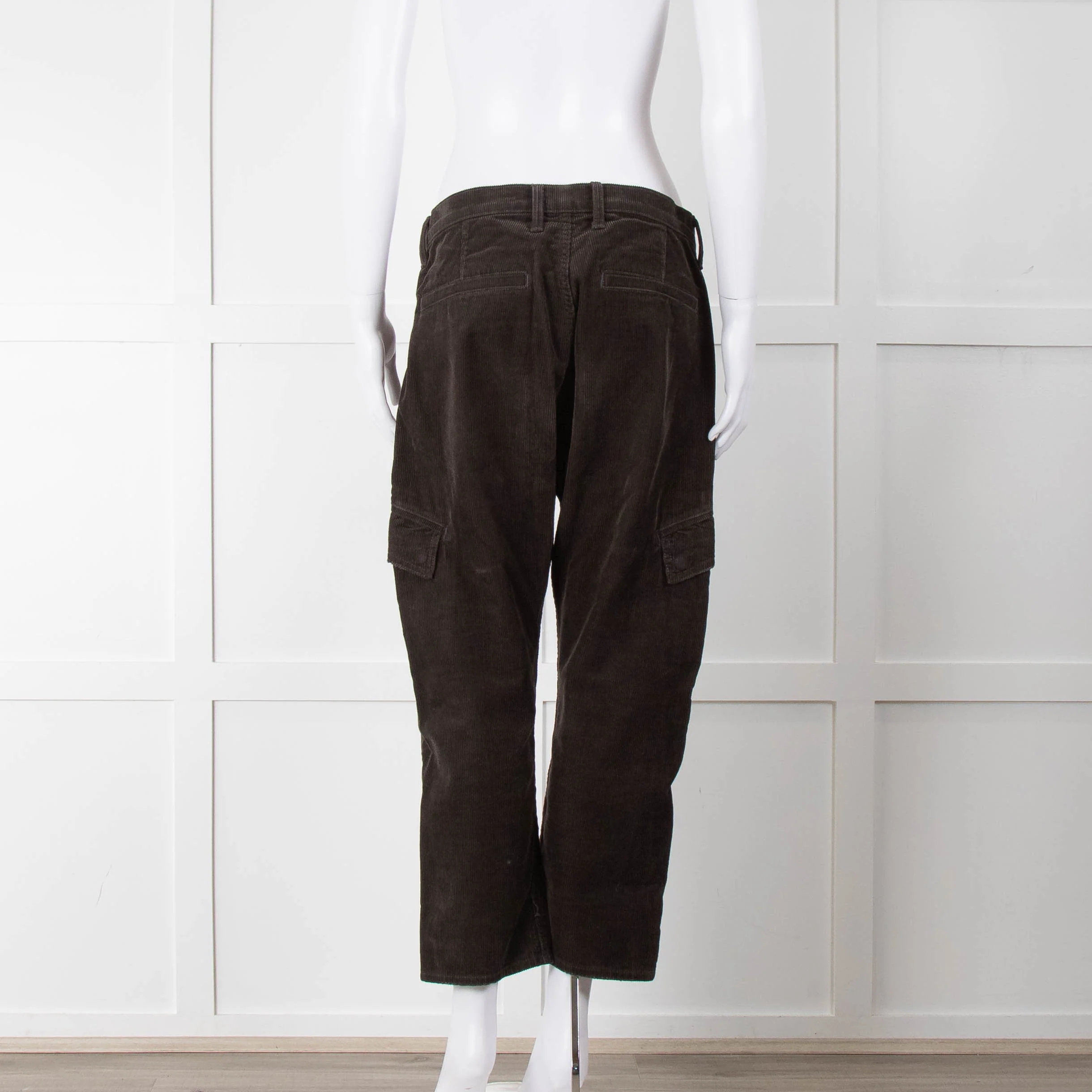 Vince Dark Khaki Corduroy Utility Style Trousers - Image 5