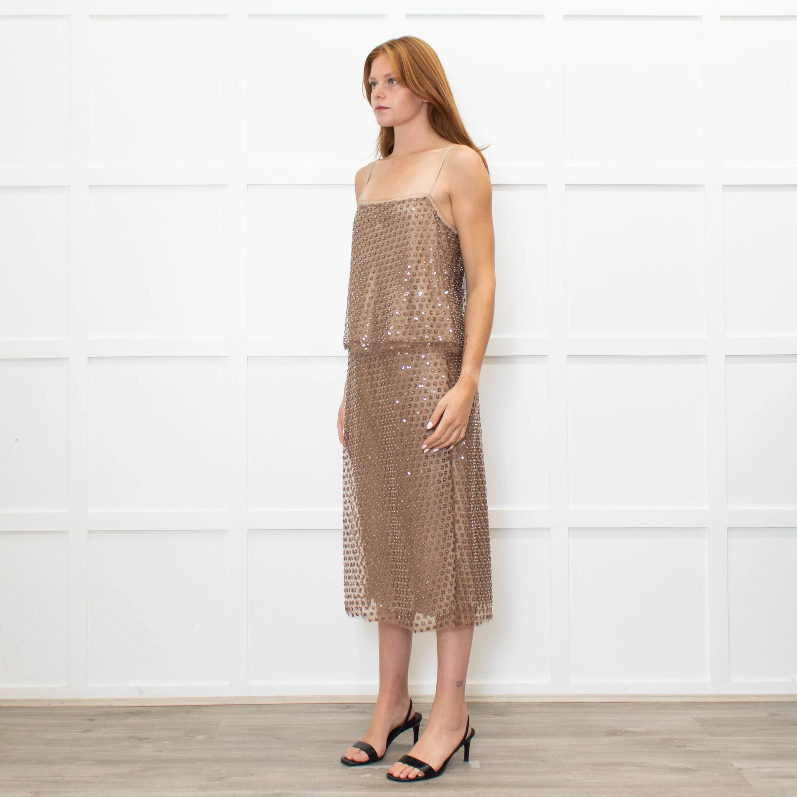 Vince Fawn Beaded Midi Skirt - Image 3