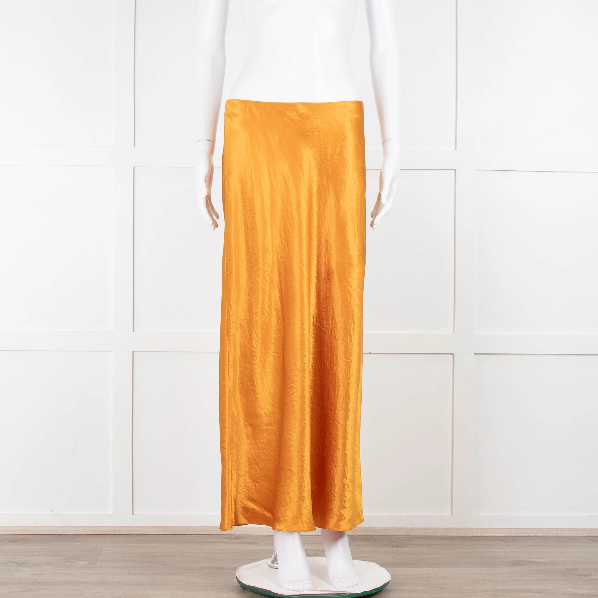 Vince Orange Satin Slip Skirt